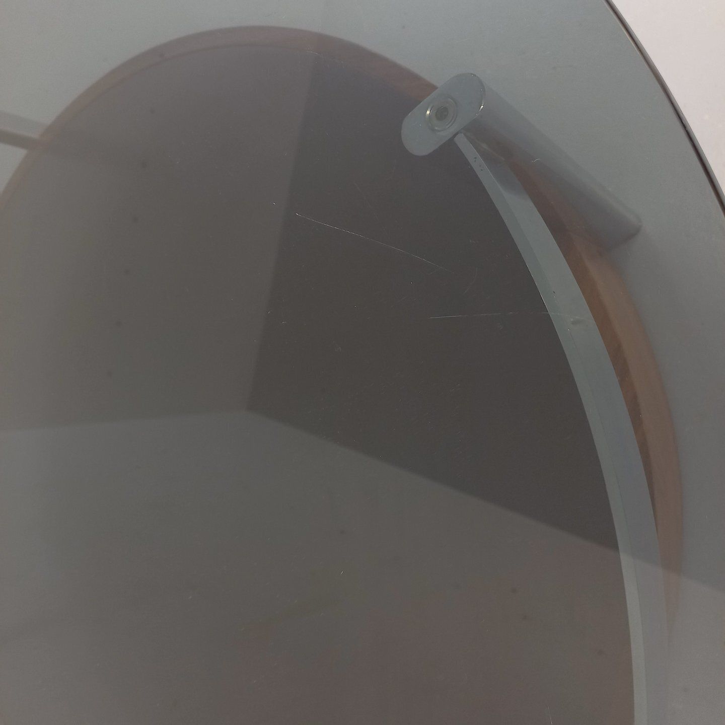 photo vinterior Round Coffee Table In Rosewood, Chrome Plated Metal And Smoked Glass