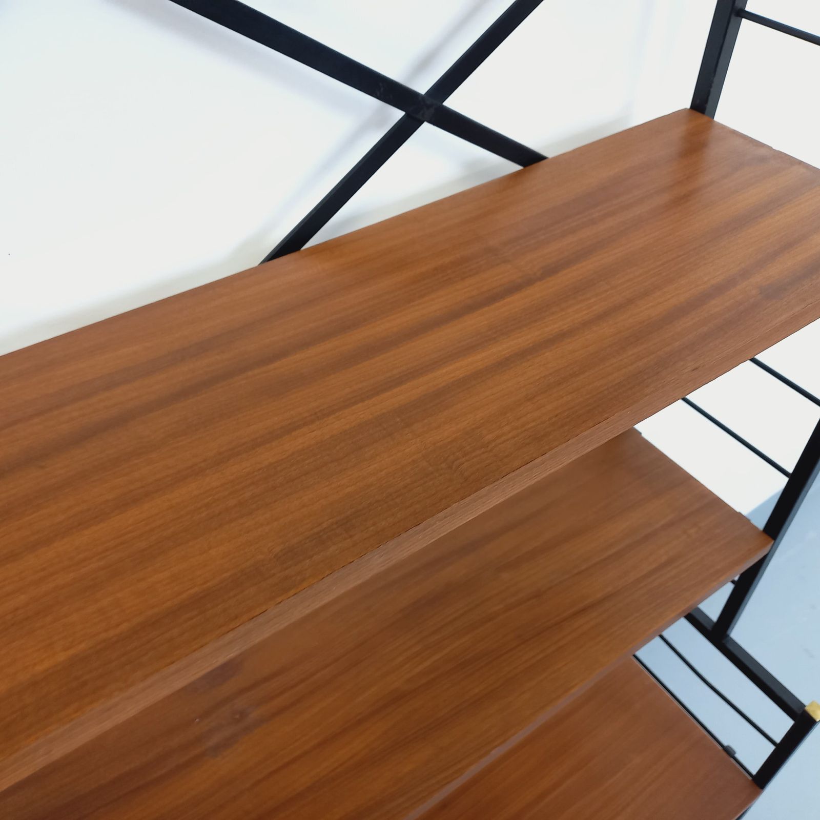 photo vinterior Italian Teak And Black Metal Bookcase
