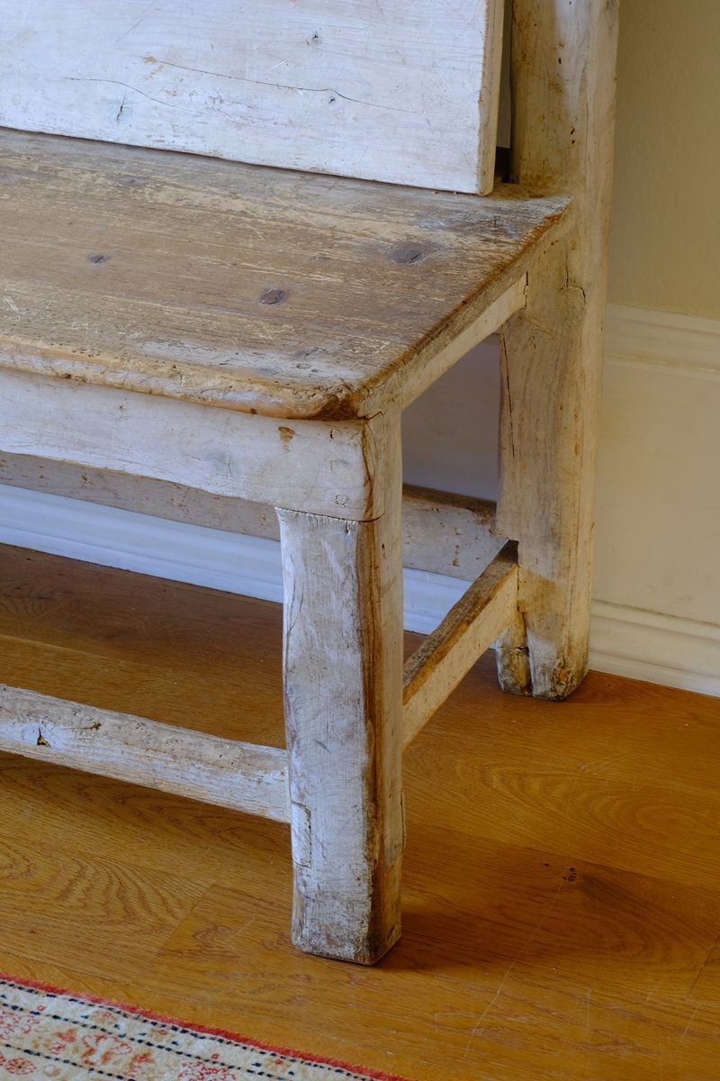 19th Century English Gothic Revival Painted Pine Hall Bench photo buy