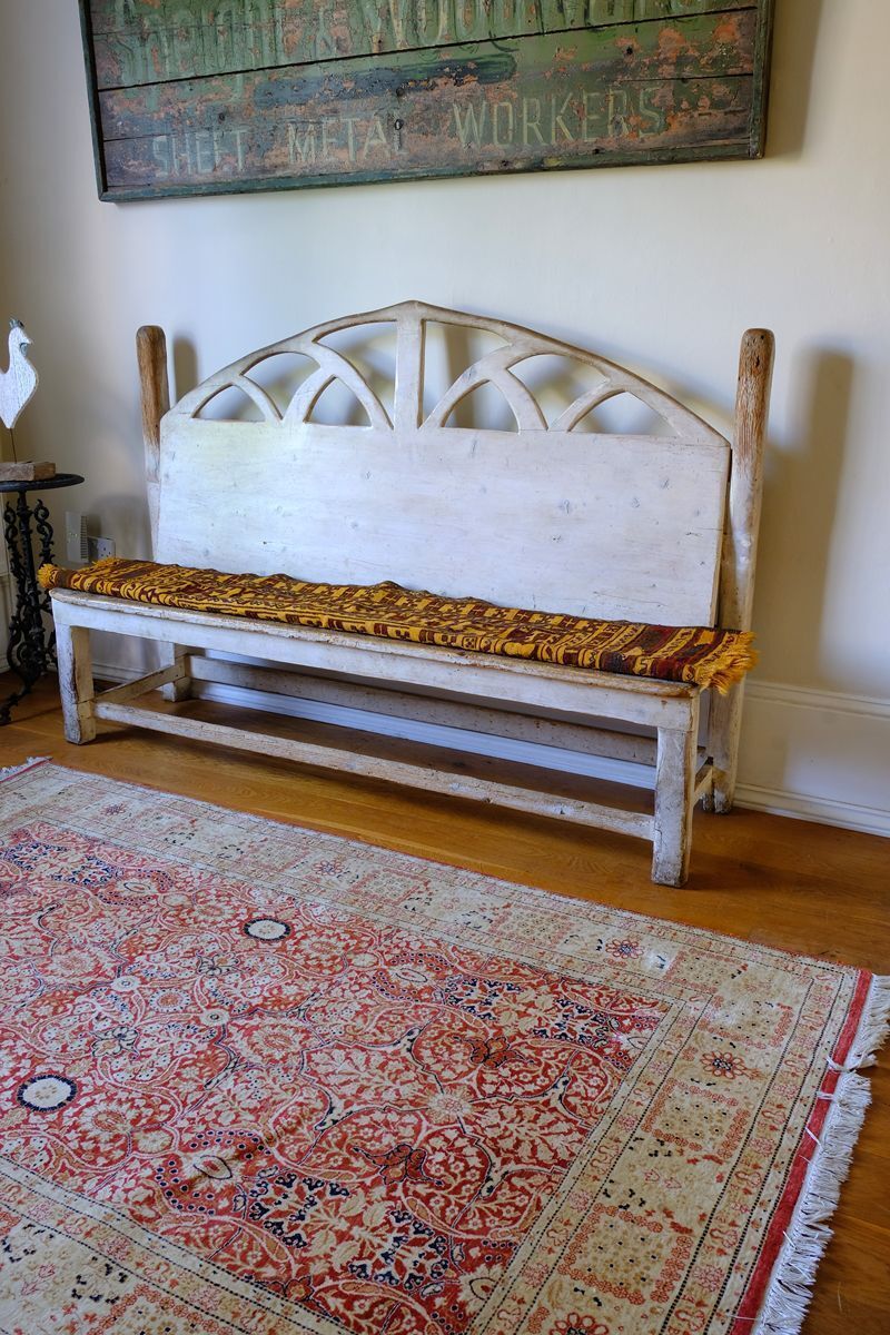 photo buy 19th Century English Gothic Revival Painted Pine Hall Bench