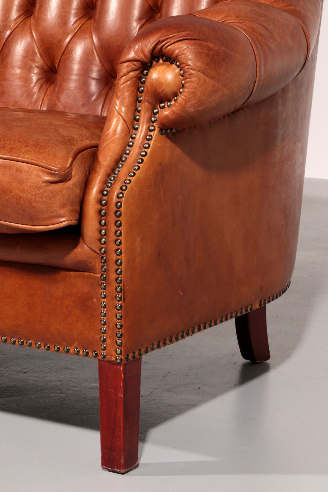 photo for sale Antiqued Chesterfield Leather Sofa