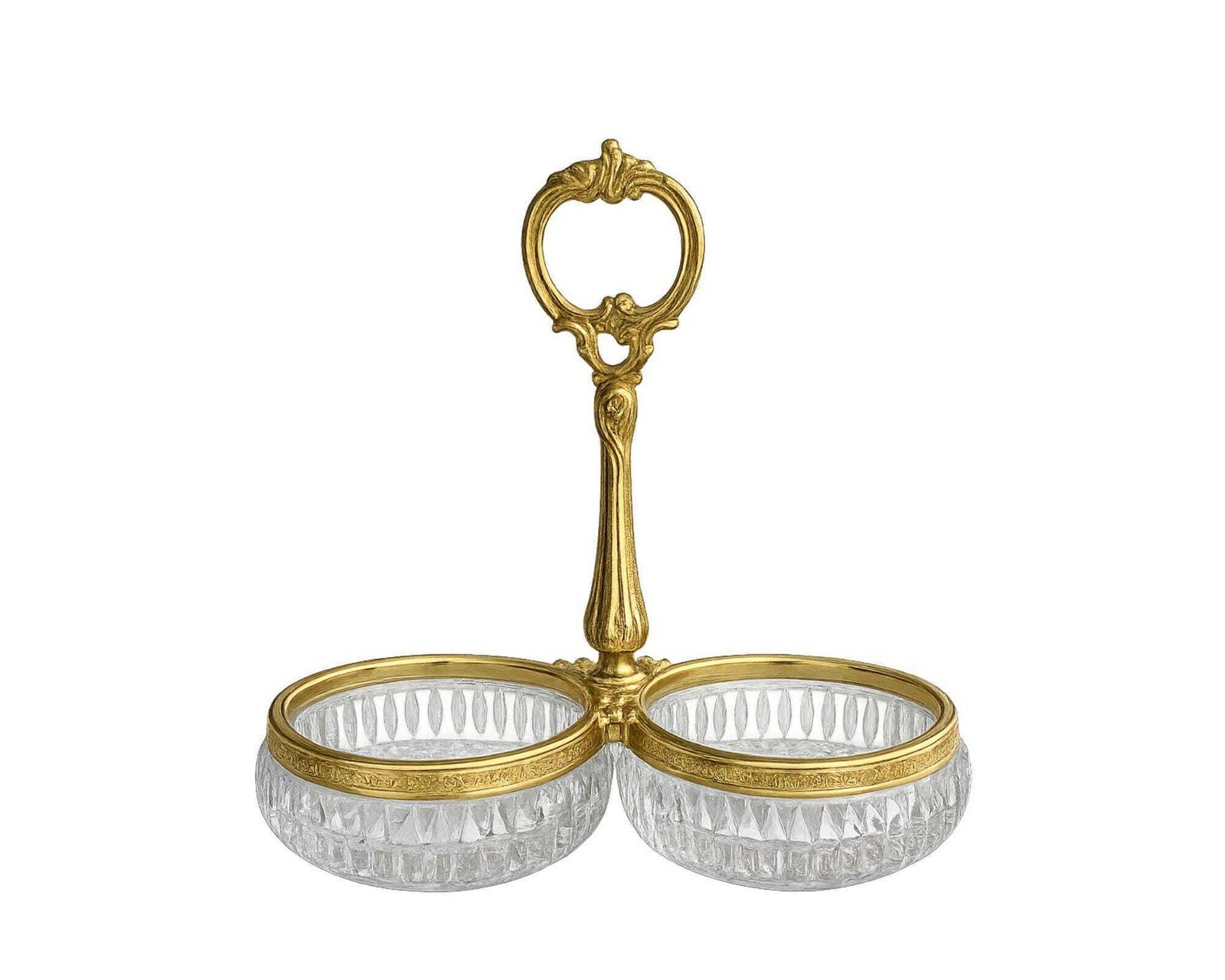 Val Saint Lambert Crystal | Double présentoir à coupelles de service