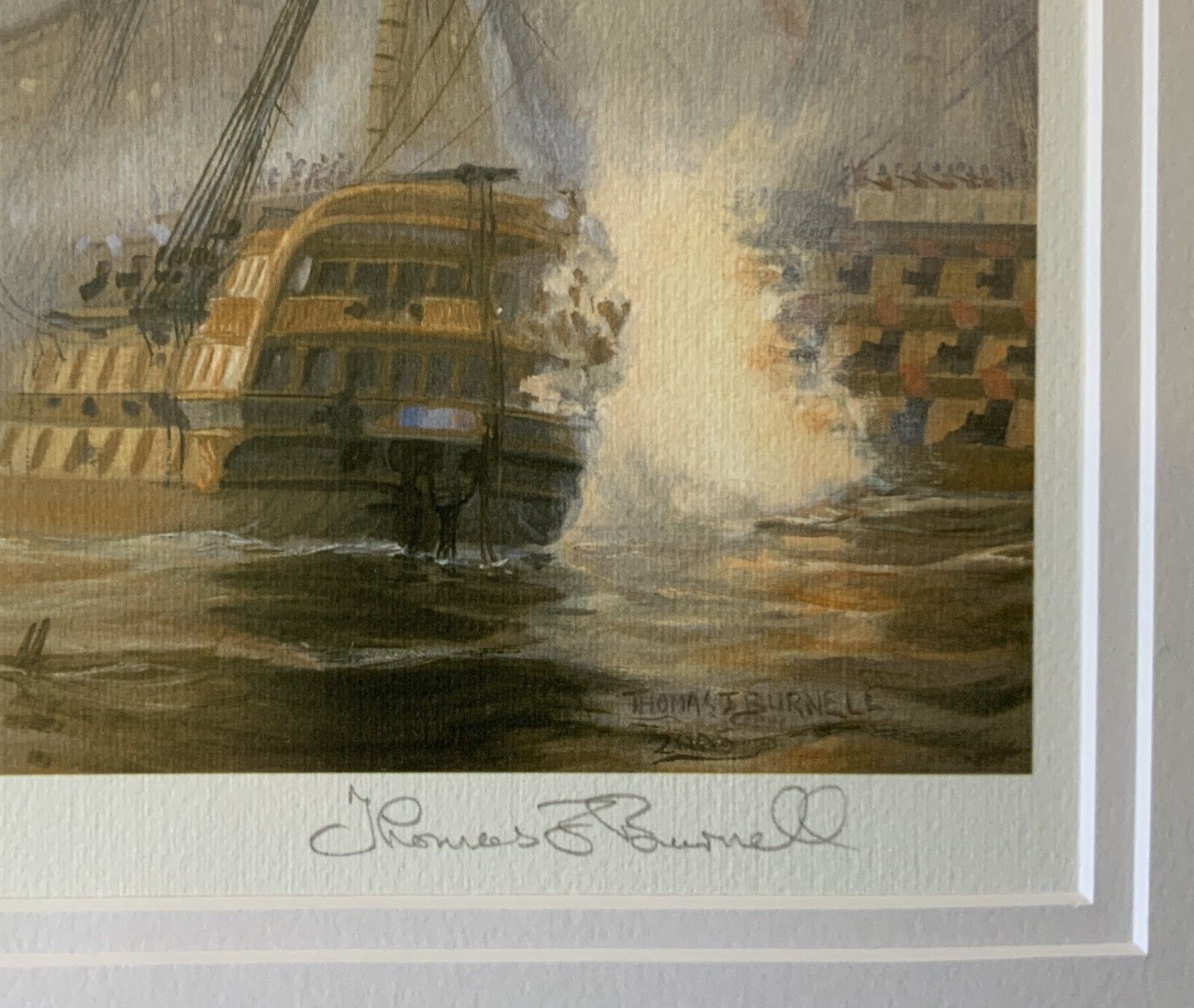 Battle Of Trafalgar Seascape Lithograph Print Signed Artist's Proof (4of4) photo Art
