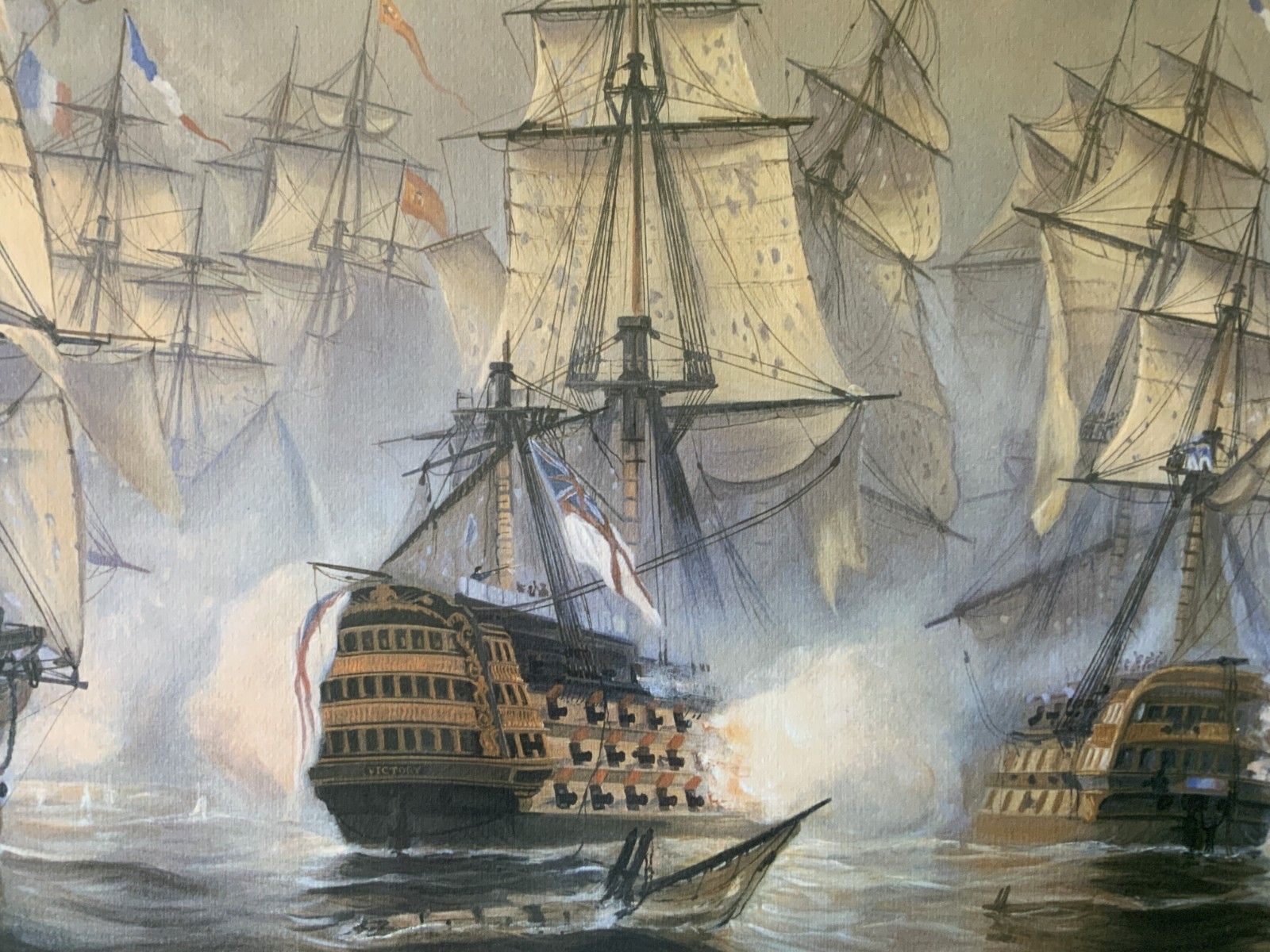 Battle Of Trafalgar Seascape Lithograph Print Signed Artist's Proof (4of4) photo vinterior