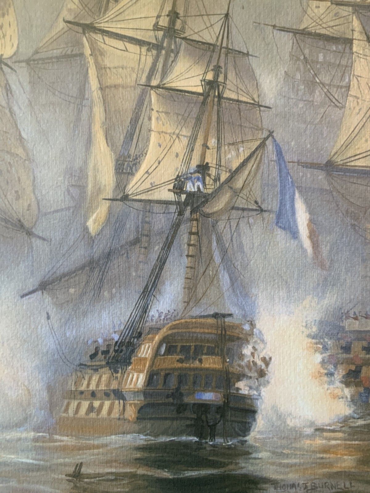 Art Battle Of Trafalgar Seascape Lithograph Print Signed Artist's Proof (4of4) photo