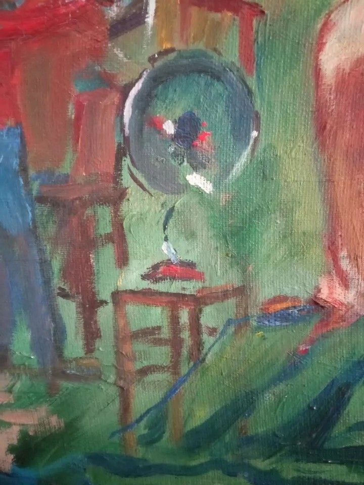 Antiek impressionistisch olieverfschilderij op paneel - Vrouwelijk naakt portret | 20e eeuw photo 880.0