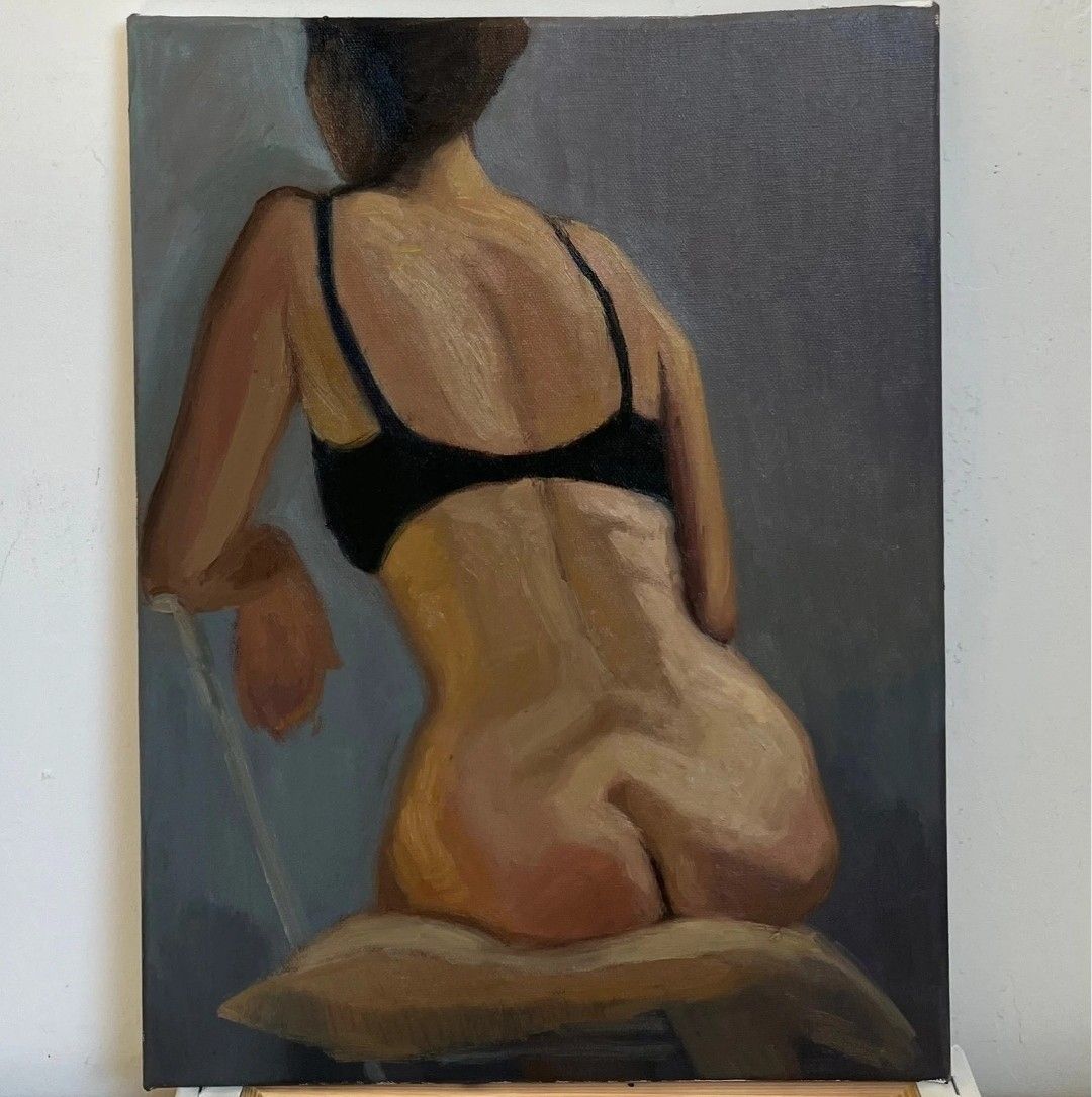 Impressionistisch 20e-eeuws vrouwelijk naakt portret, olieverfschilderij
