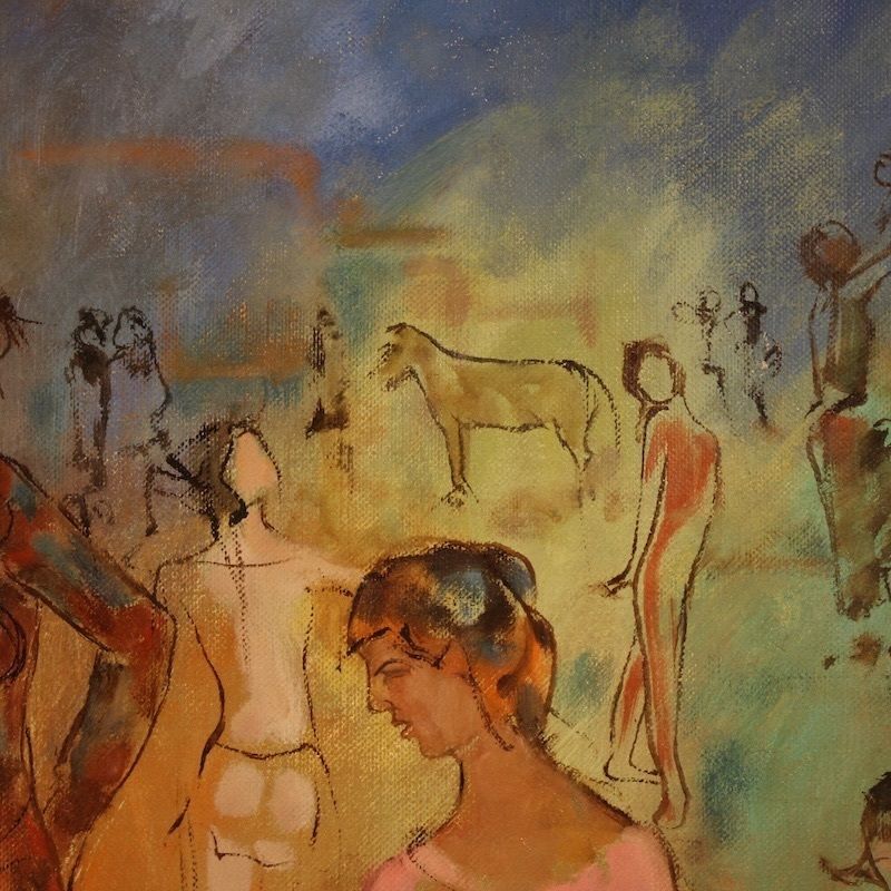 photo buy Italian Painting, Family Of Acrobats, Dated 1981