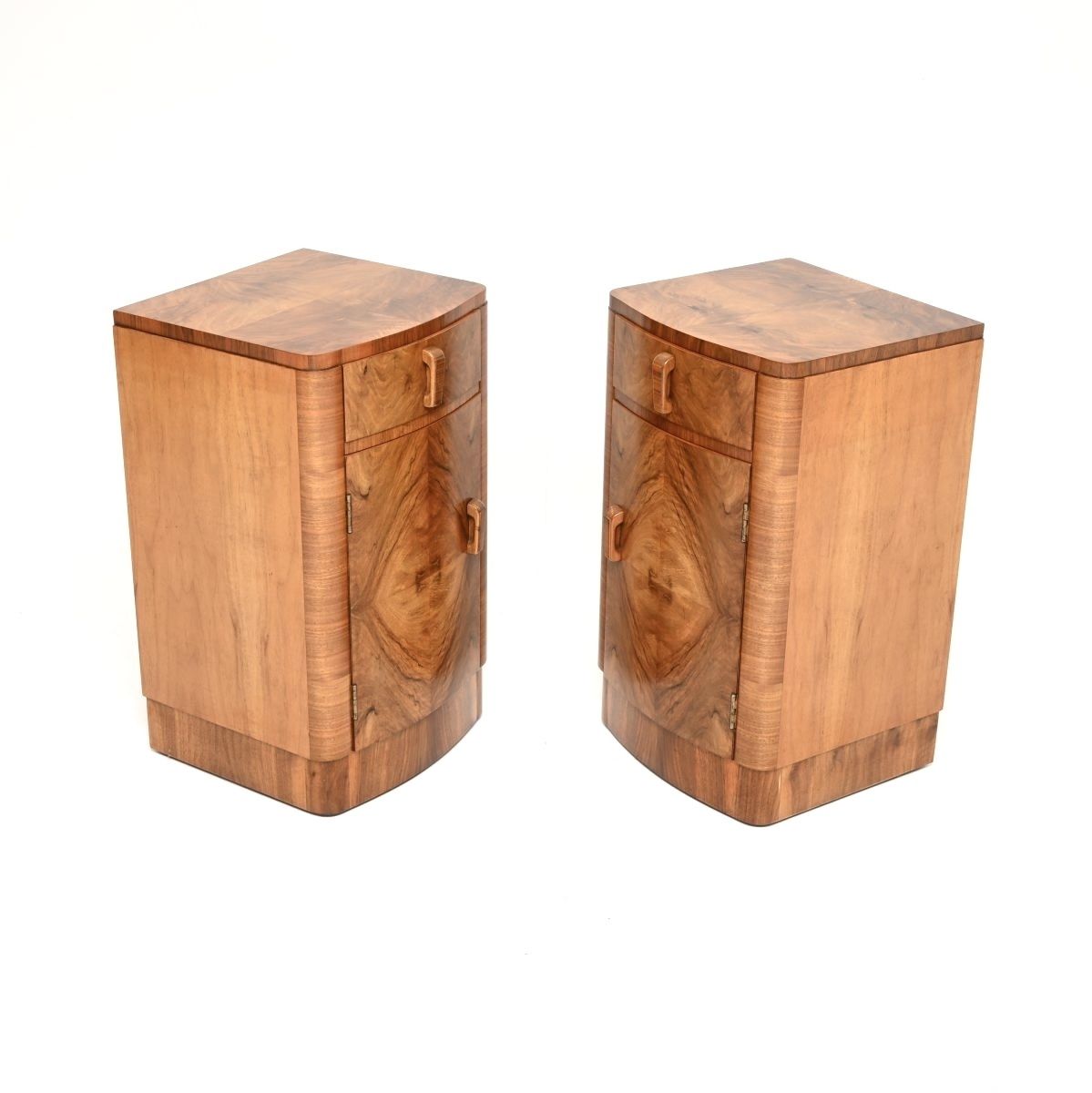 photo furniture Pair Of Art Deco Walnut Bedside Cabinets