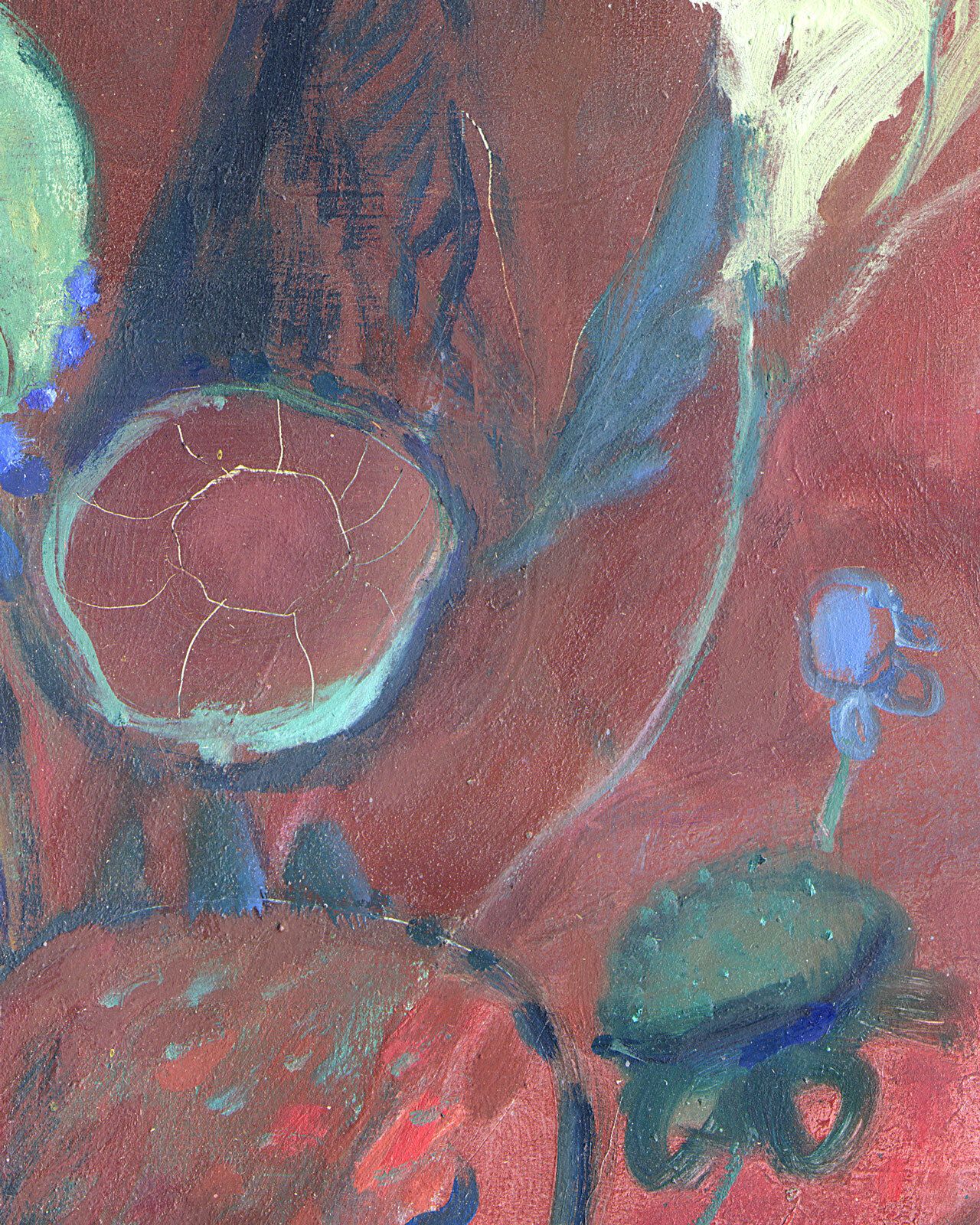 Abstract bloemenschilderij van hedendaagse Britse kunstenaar photo Kunst