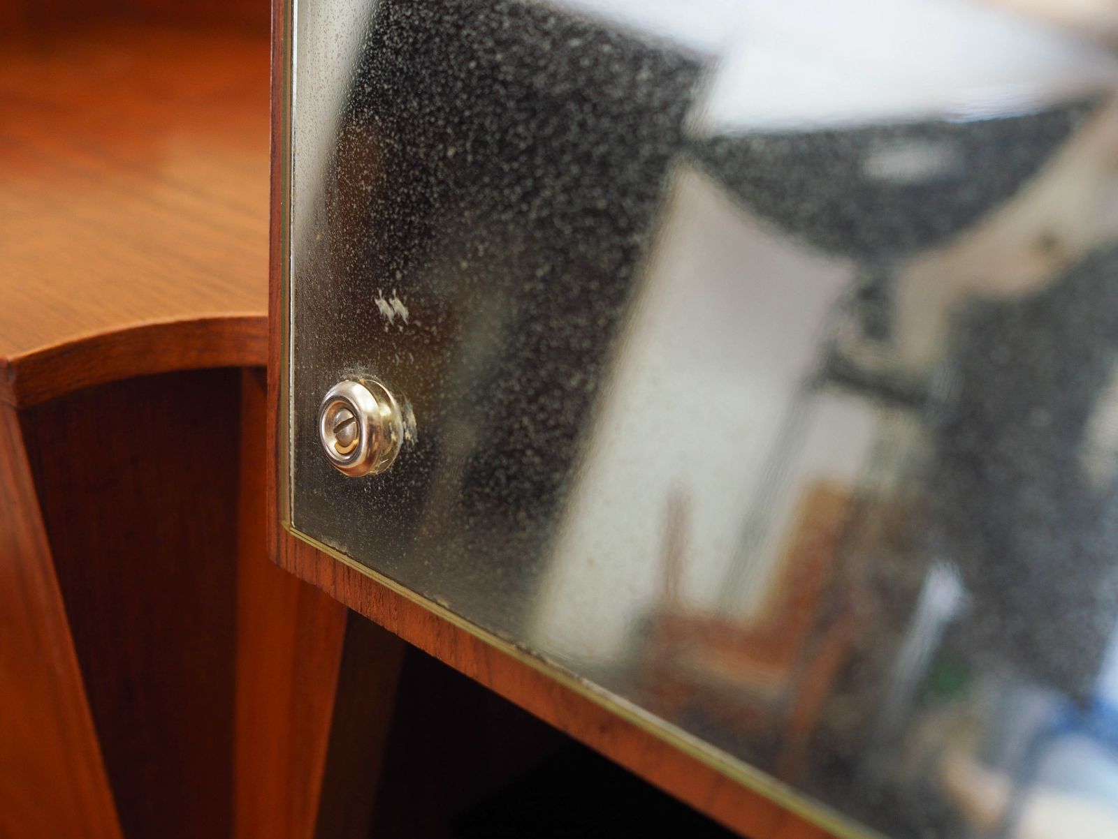 photo vintage Teakhouten secretaire, Deens design, jaren 1970, fabrikant: AG Spejl Kobberbeskyttet