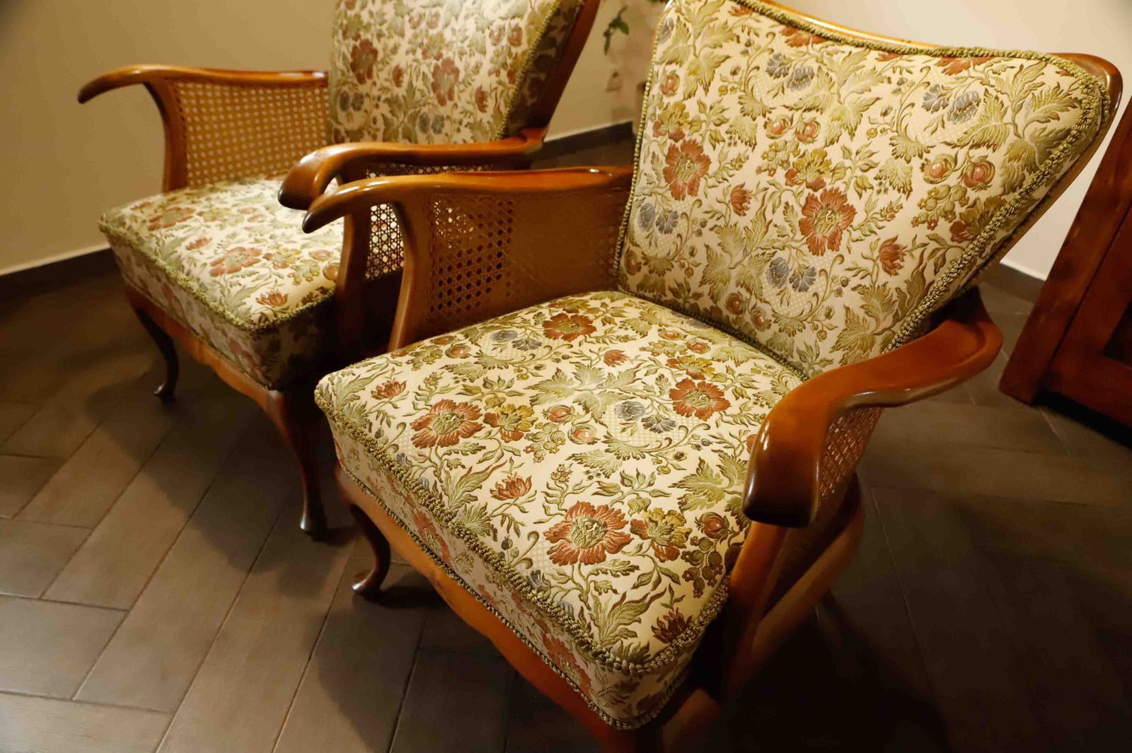 Set Of 2 German Chippendale Cane Armchairs By Adolf Wrenger photo furniture