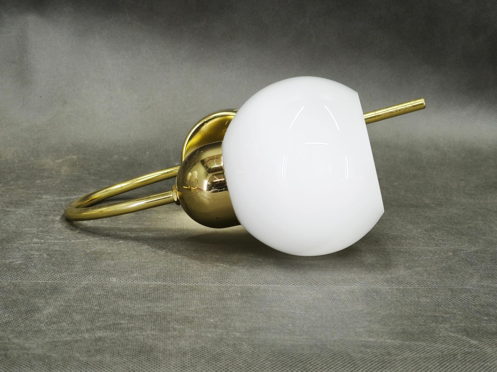 Set Of Three Brass Opaline Glass Wall Lights By Kamenický šenov, 1970s photo buy
