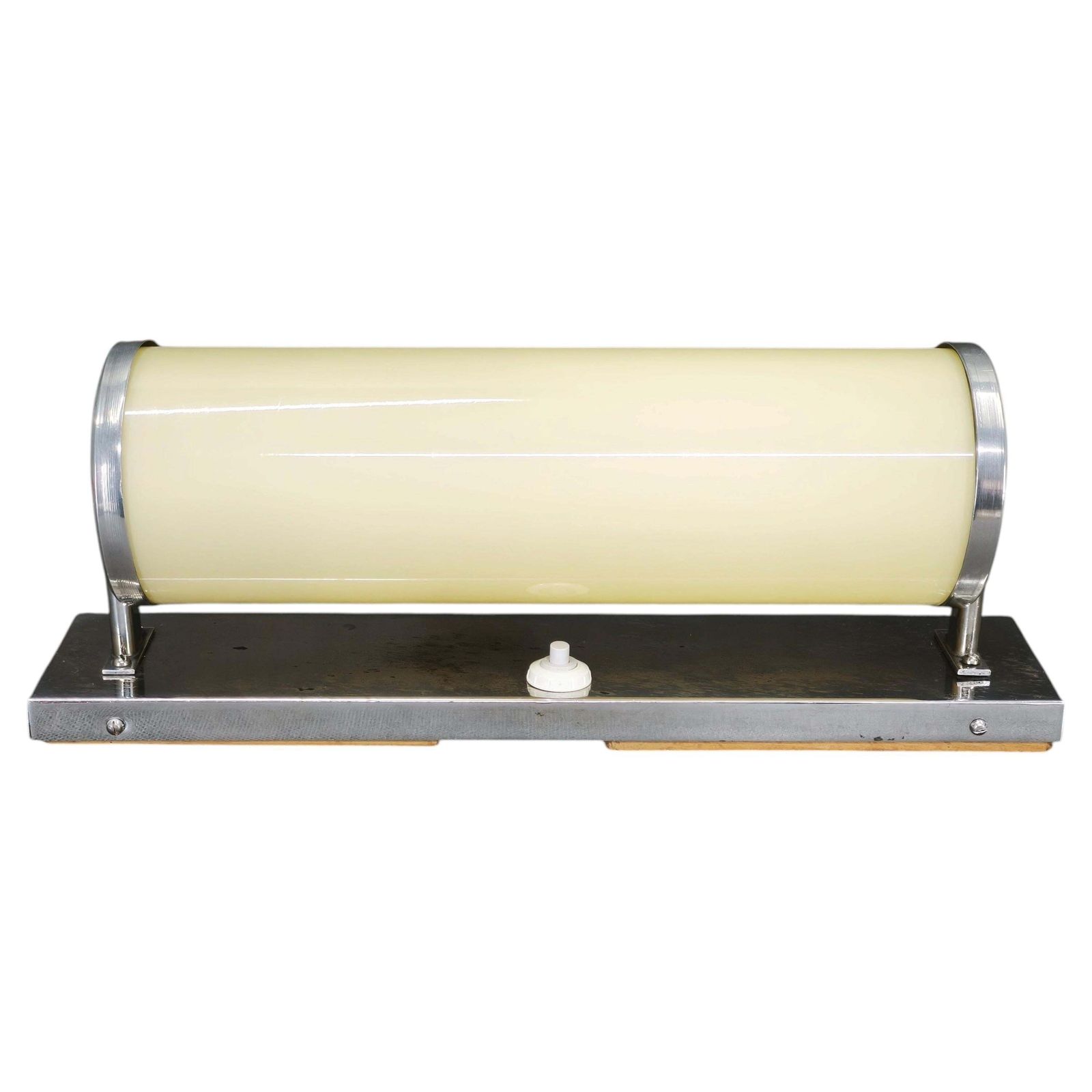 1930s Bauhaus Chrome Wall Light With Cream Opaline Glass, Czechoslovakia