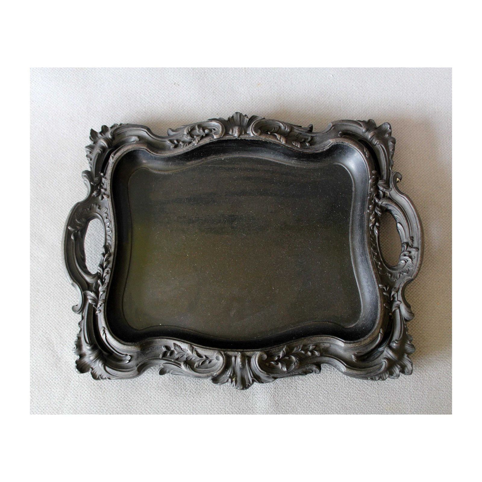 Antiek houten dienblad, geperst hout, Frans Napoleon Regency-stijl bureaubakje, kaartenbakje, dienblad, bureauorganizer, kaartenbakje, toilettafelblad