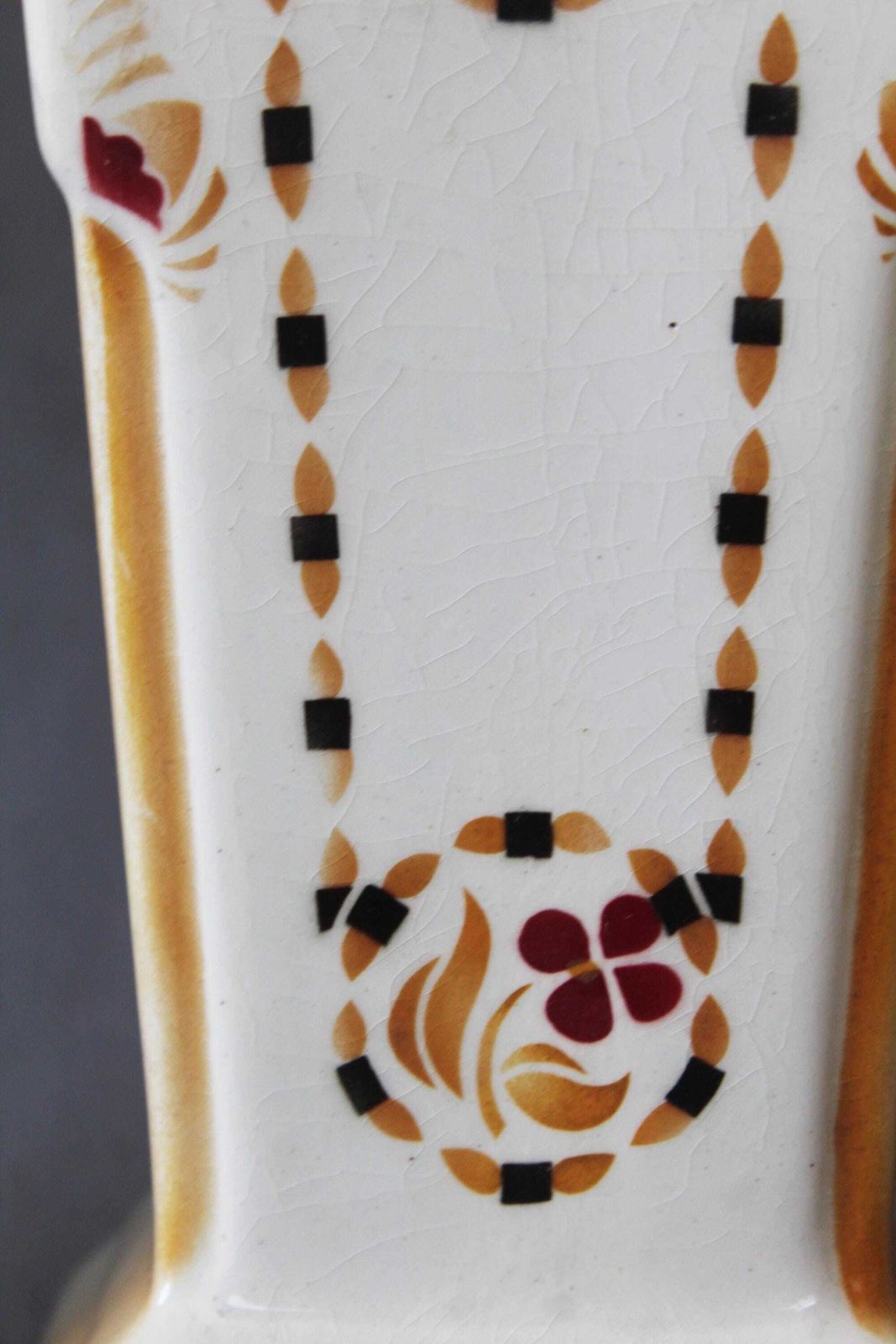 Set Of Two French Art Deco 1920s Ceramic Vase, Orchies France, Spritz Decor, Studio Art, Pair Geometric Bud Vases photo vinterior