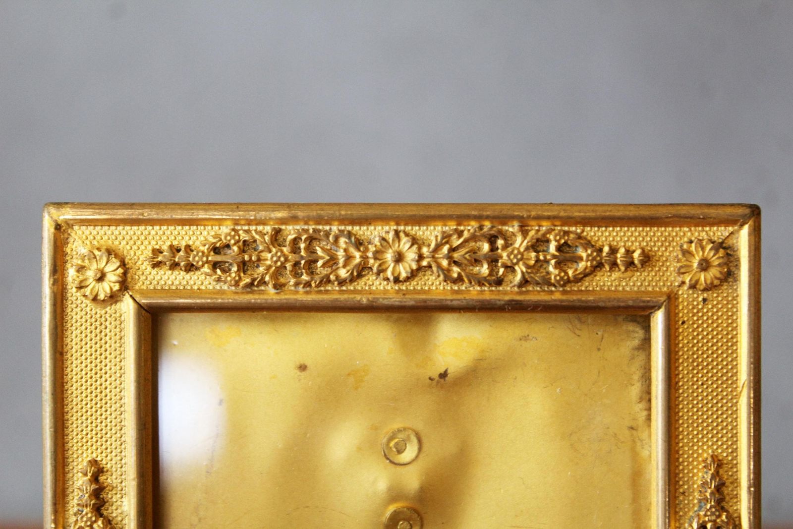 Antique Gilded Bronze 19th Century French Photo Frame, Embossed Design, Louis XVI Style, Napoleon XIX photo for sale