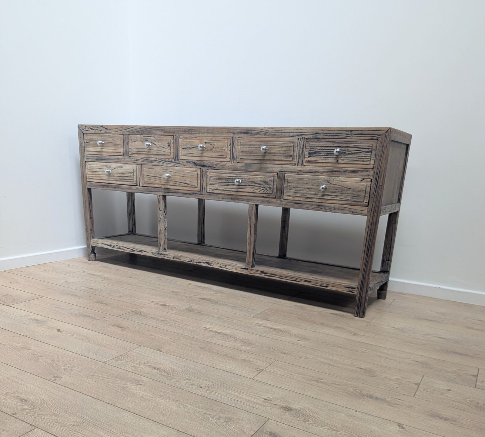 Rustic Reclaimed Bank Of 9 Drawers Sideboard Delivery Available 0354