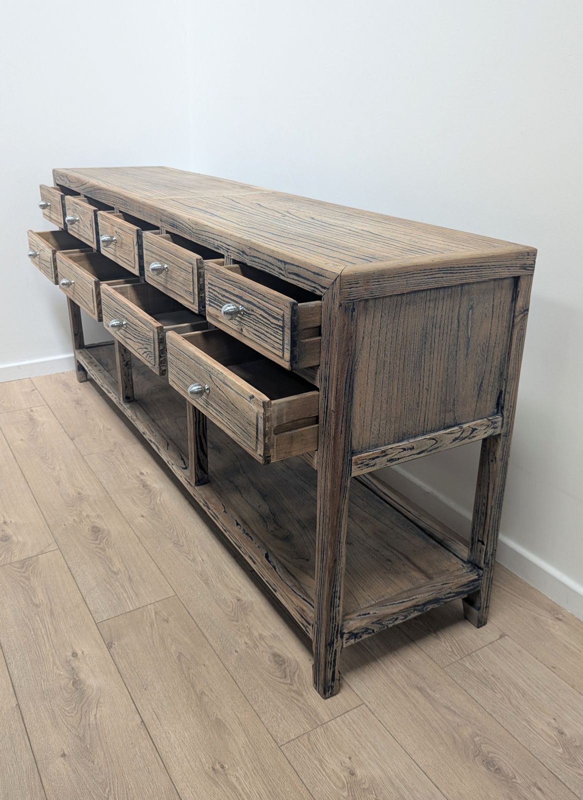Furniture Rustic Reclaimed Bank Of 9 Drawers Sideboard Delivery Available 0354 photo