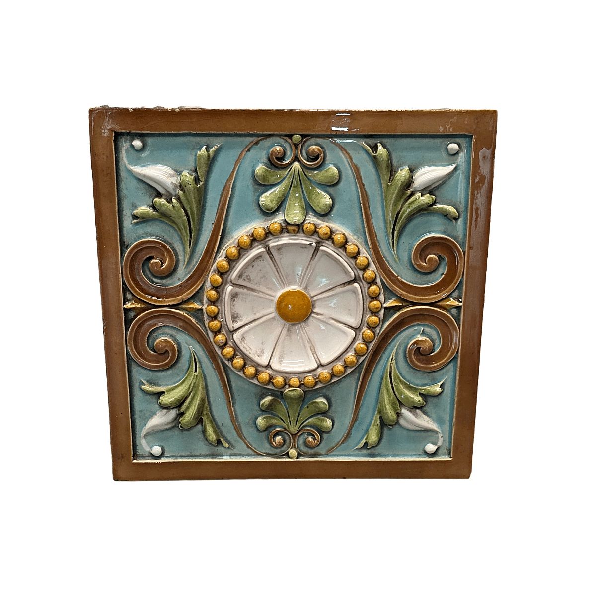 Groot Frans Art Nouveau Keramisch Tegeltje van Émile Müller, ca. 1900