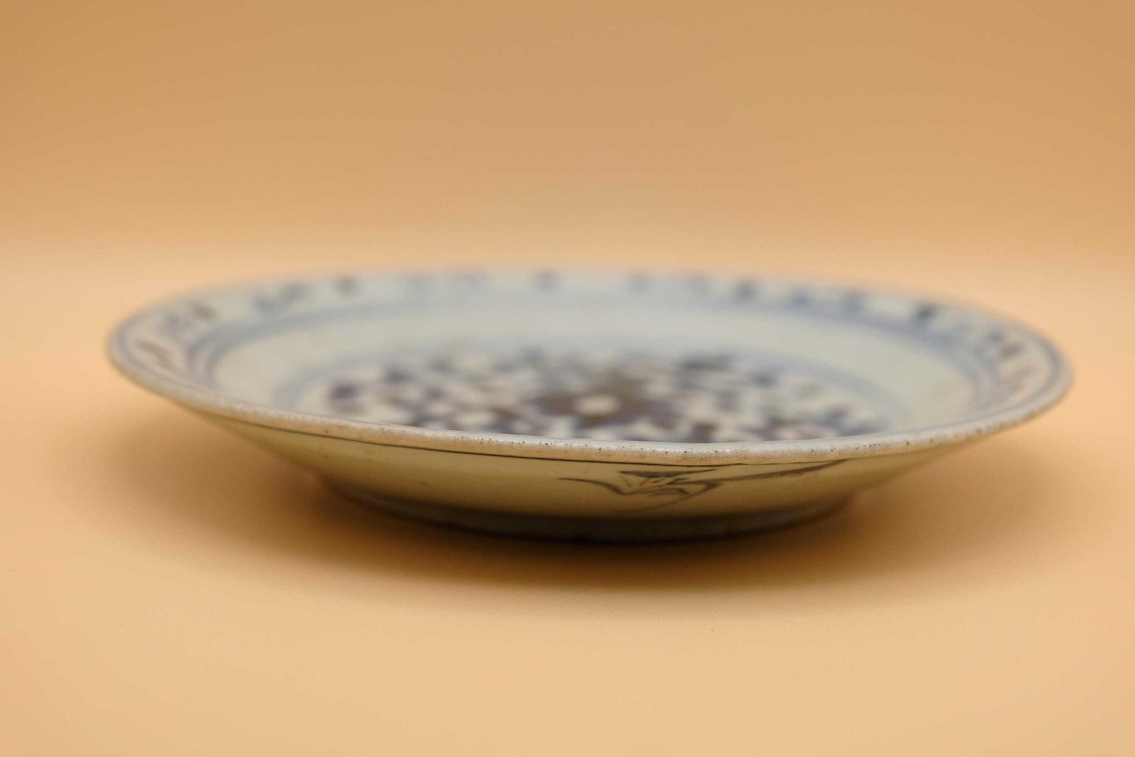 photo furniture Antique Chinese Blue & White Provincial Dish, Hand Painted Pomegranate Motif, Ming Style