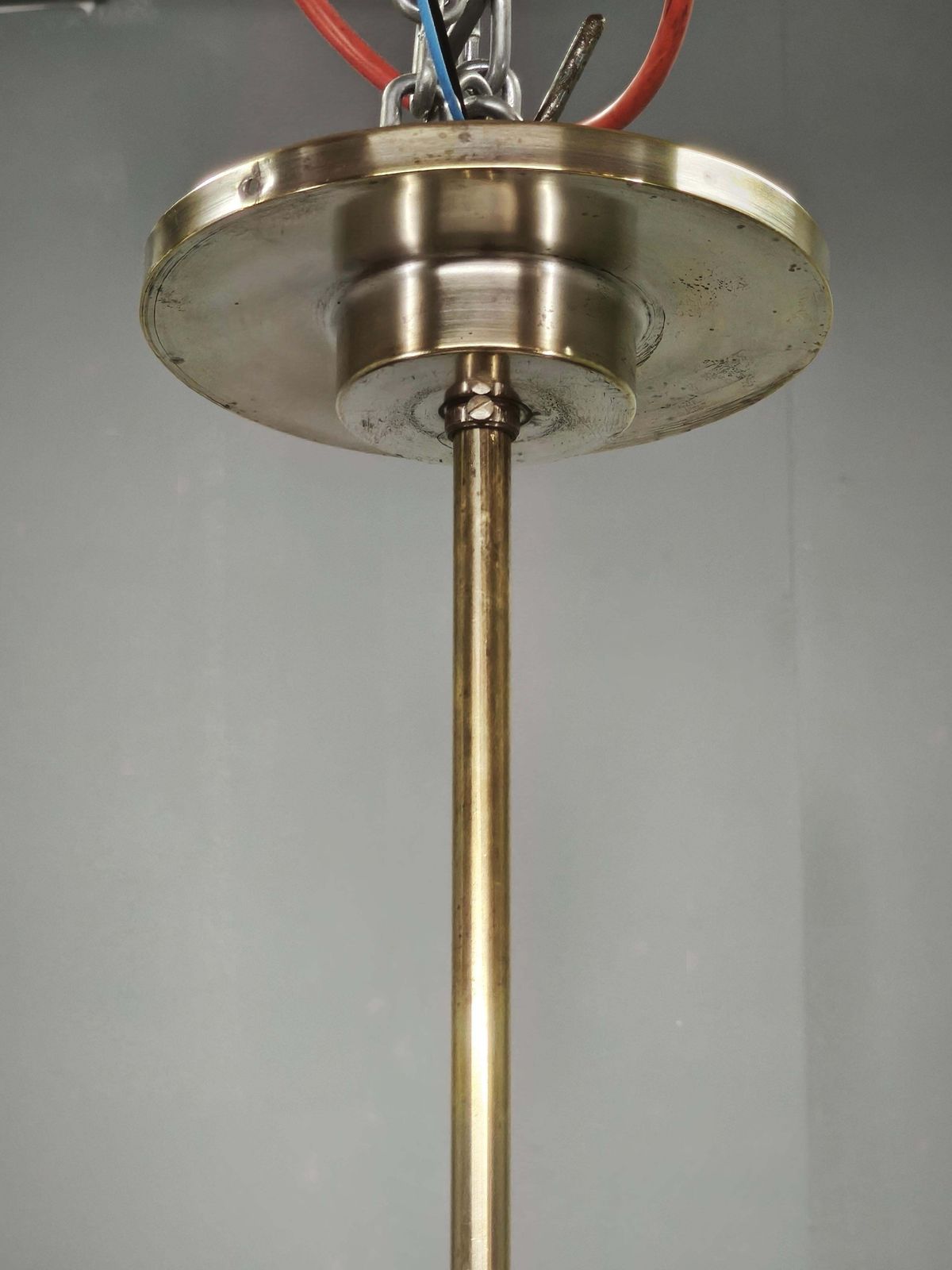 Lustre Art déco tchèque en nickel avec abat-jour en verre champagne, années 1930 photo vinterior