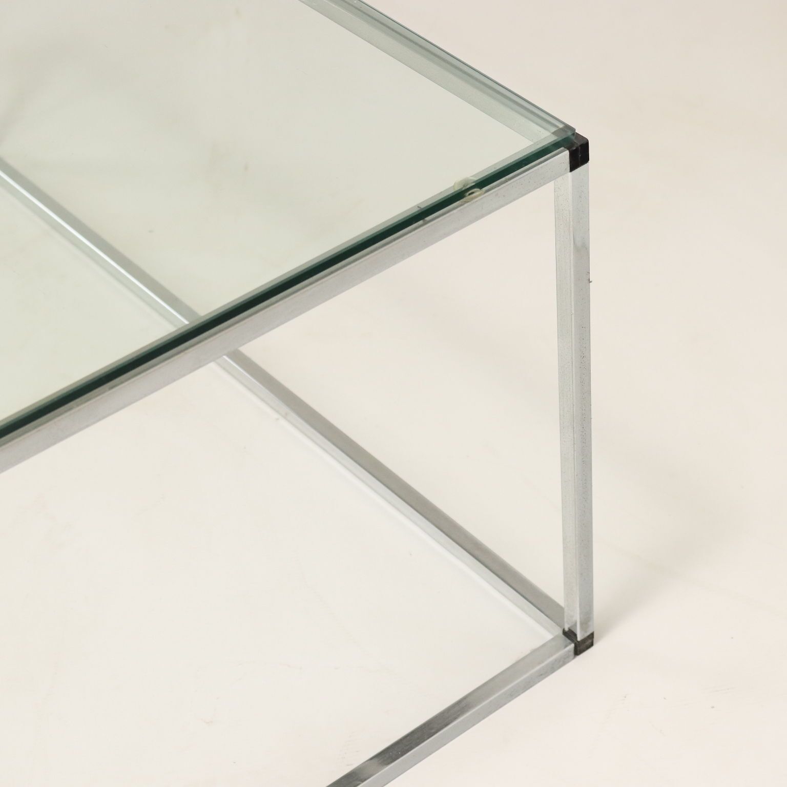 Glazen salontafel met chromen frame, jaren 1980 photo 250.0
