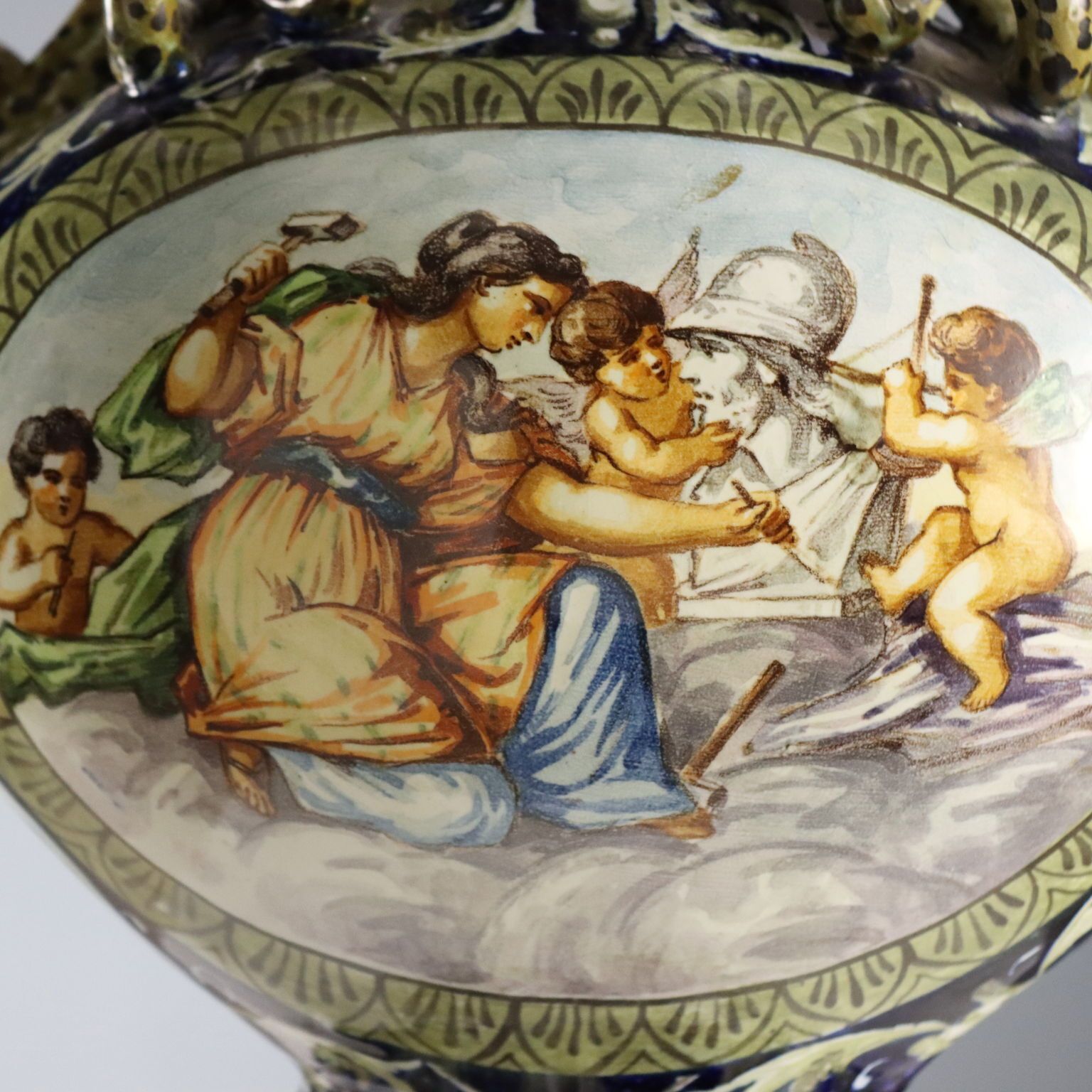 Antique Amphorae Neo Renaissance Style Majolica Italy XIX Century photo for sale