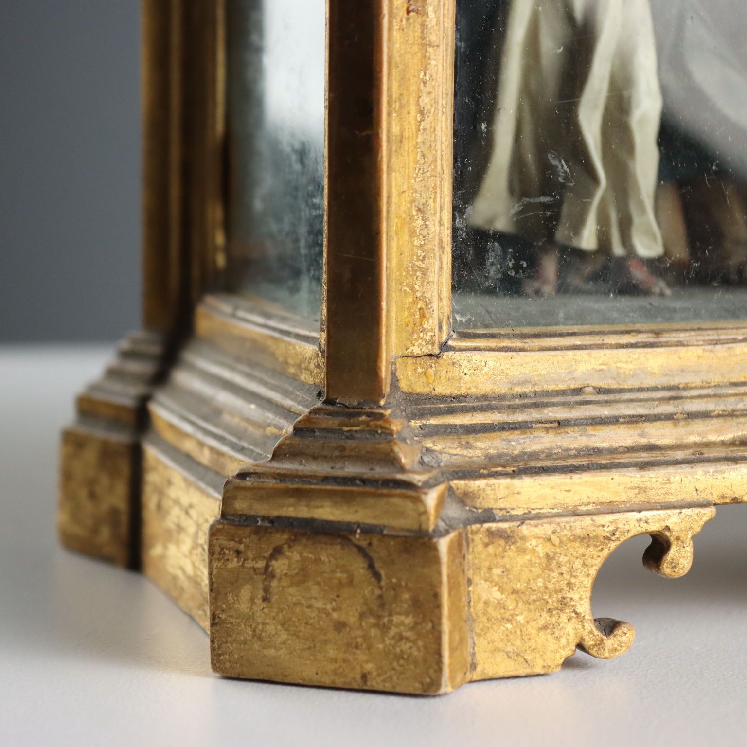 Antique Case With Sculpture Saint Anne And The Virgin Mary XIX Century photo vinterior