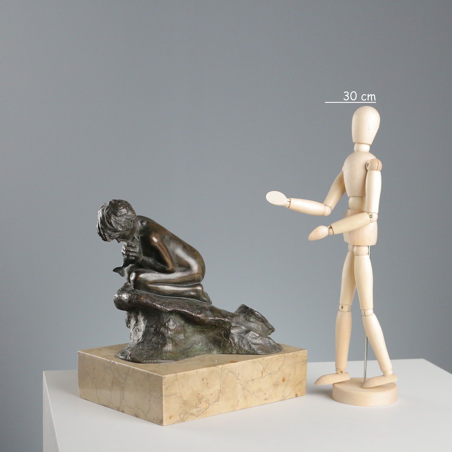 Antiek bronzen beeldje Vincenzo Gemito Visser XX eeuw photo furniture