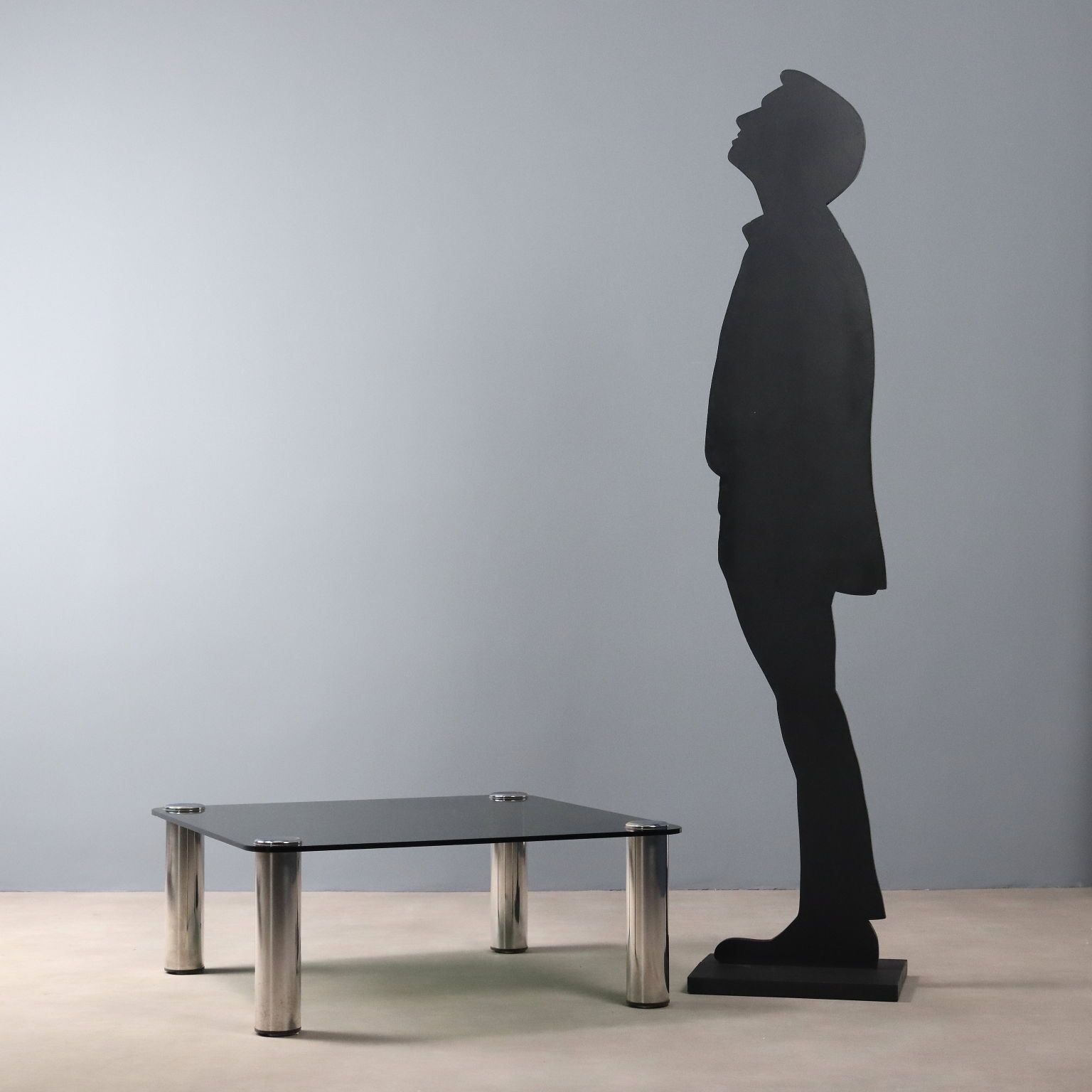 Table basse vintage en métal chromé et verre, Italie, années 1960-70 photo for sale
