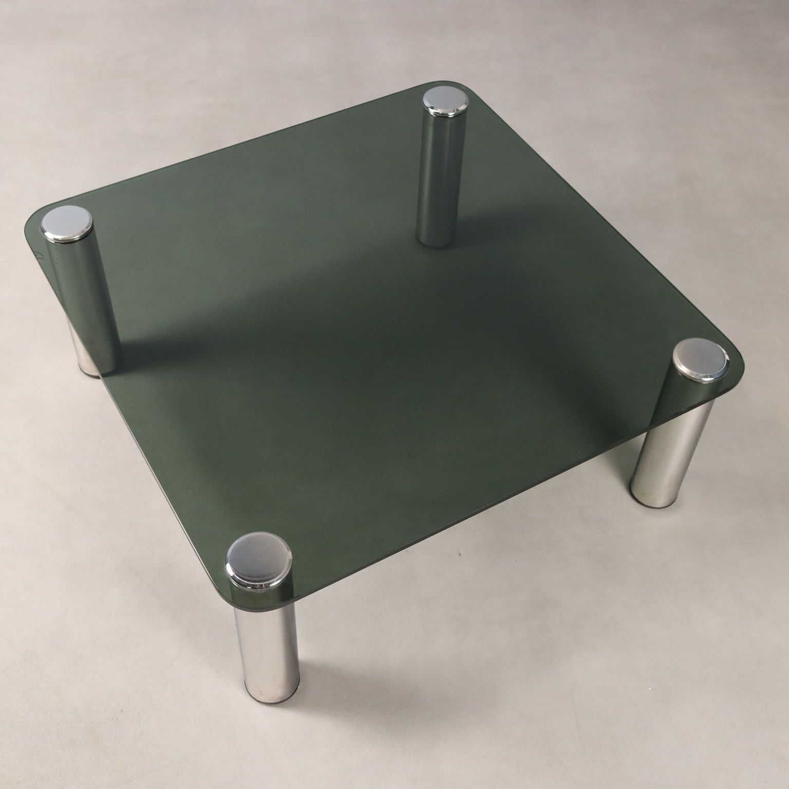 Vintage Coffee Table Chromed Metal Glass Design Italy 1960s 70s photo vinterior