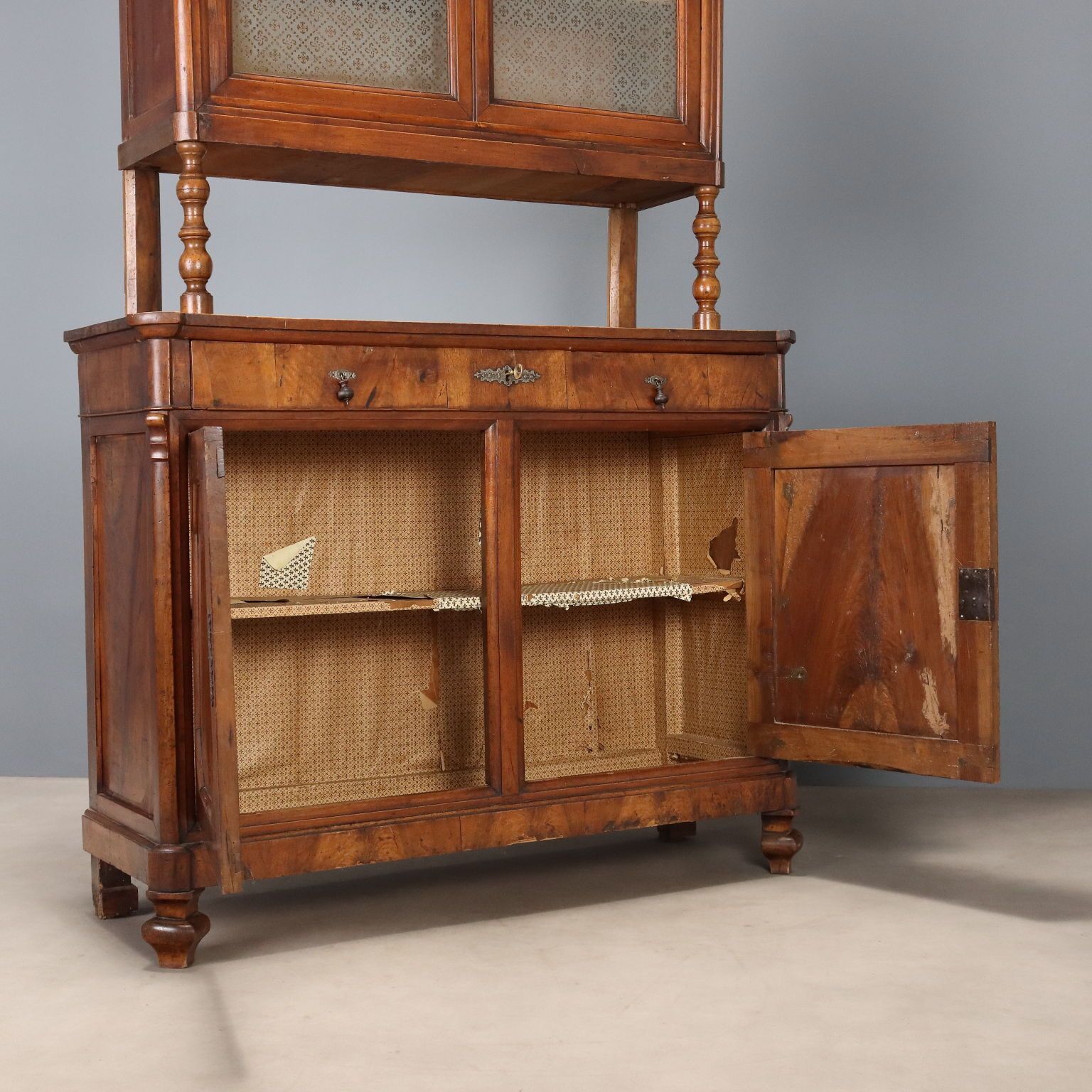 Antique Cupboard Umbertino Walnut Italy XIX Century photo vintage