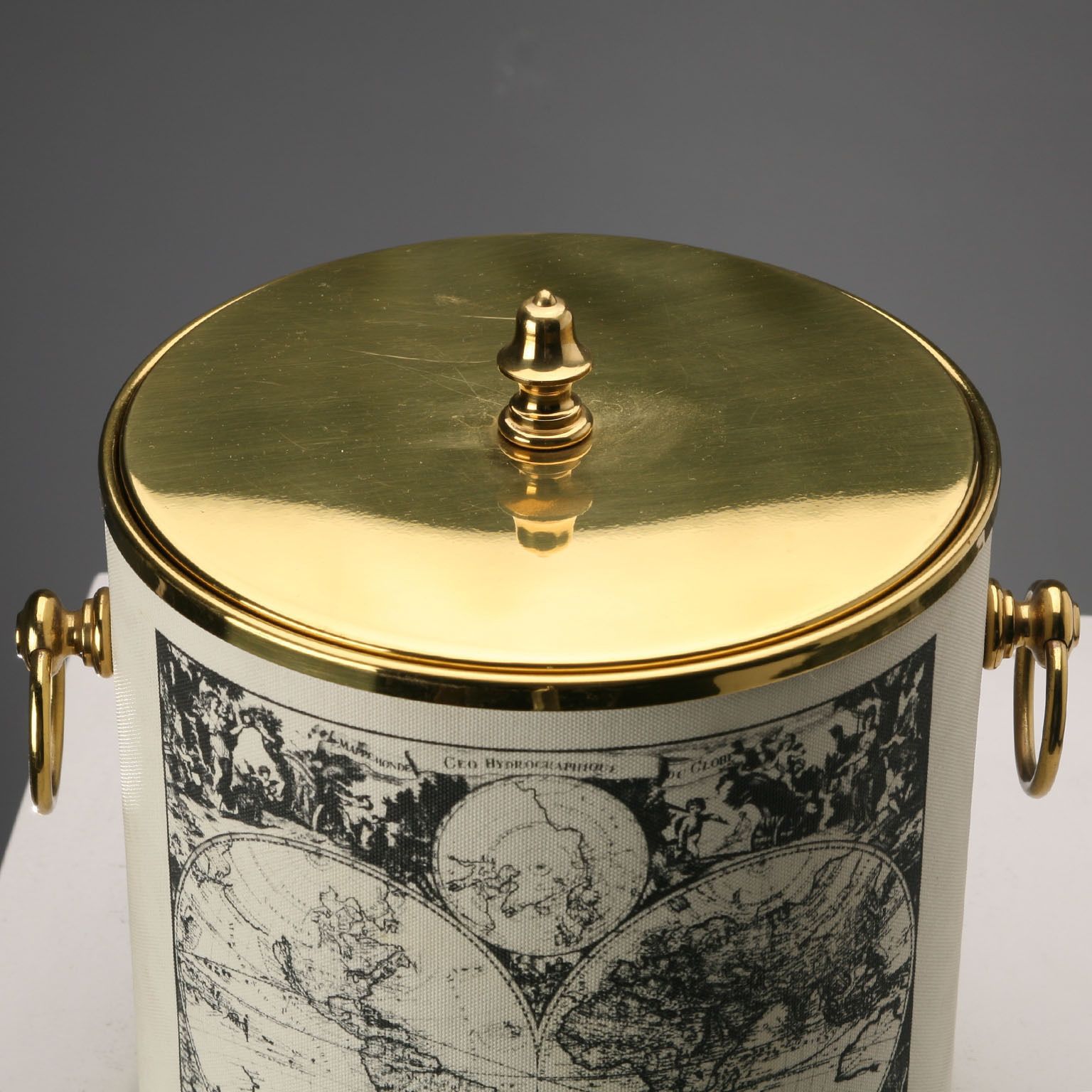 photo furniture Vintage Ice Bucket Brass Fabric Decoration Italy 1970s