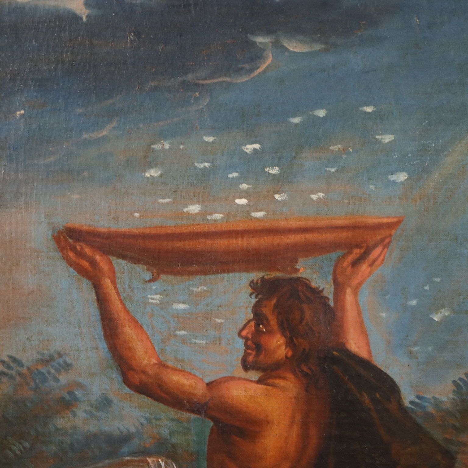 Tableau d'époque La Cueillette de la manne, huile sur toile, XVIIIe siècle photo Art