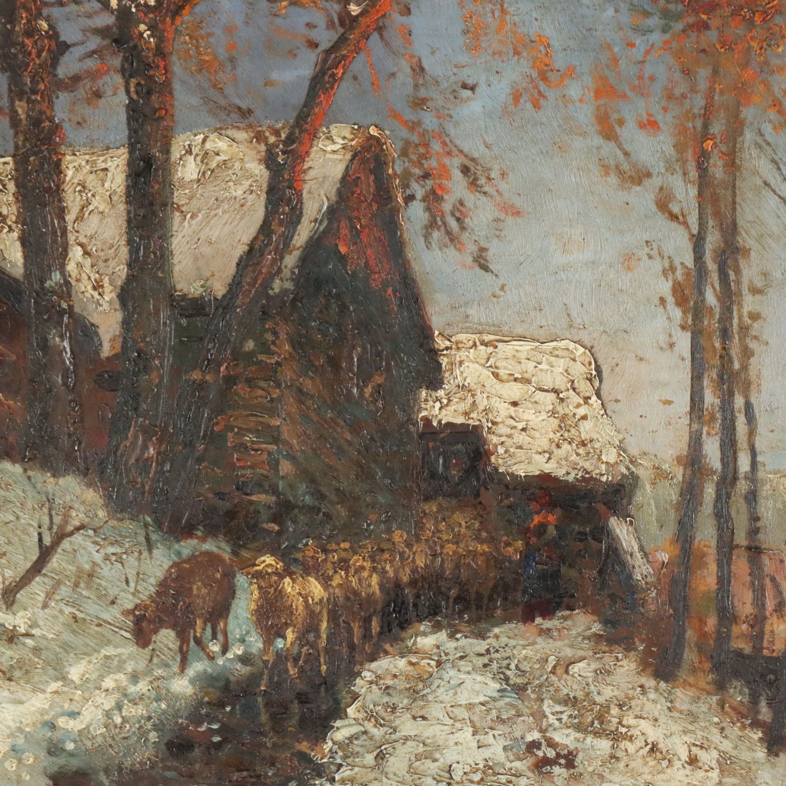 Peinture moderne signée Vittorio Cajani, paysage, huile sur panneau dur photo for sale