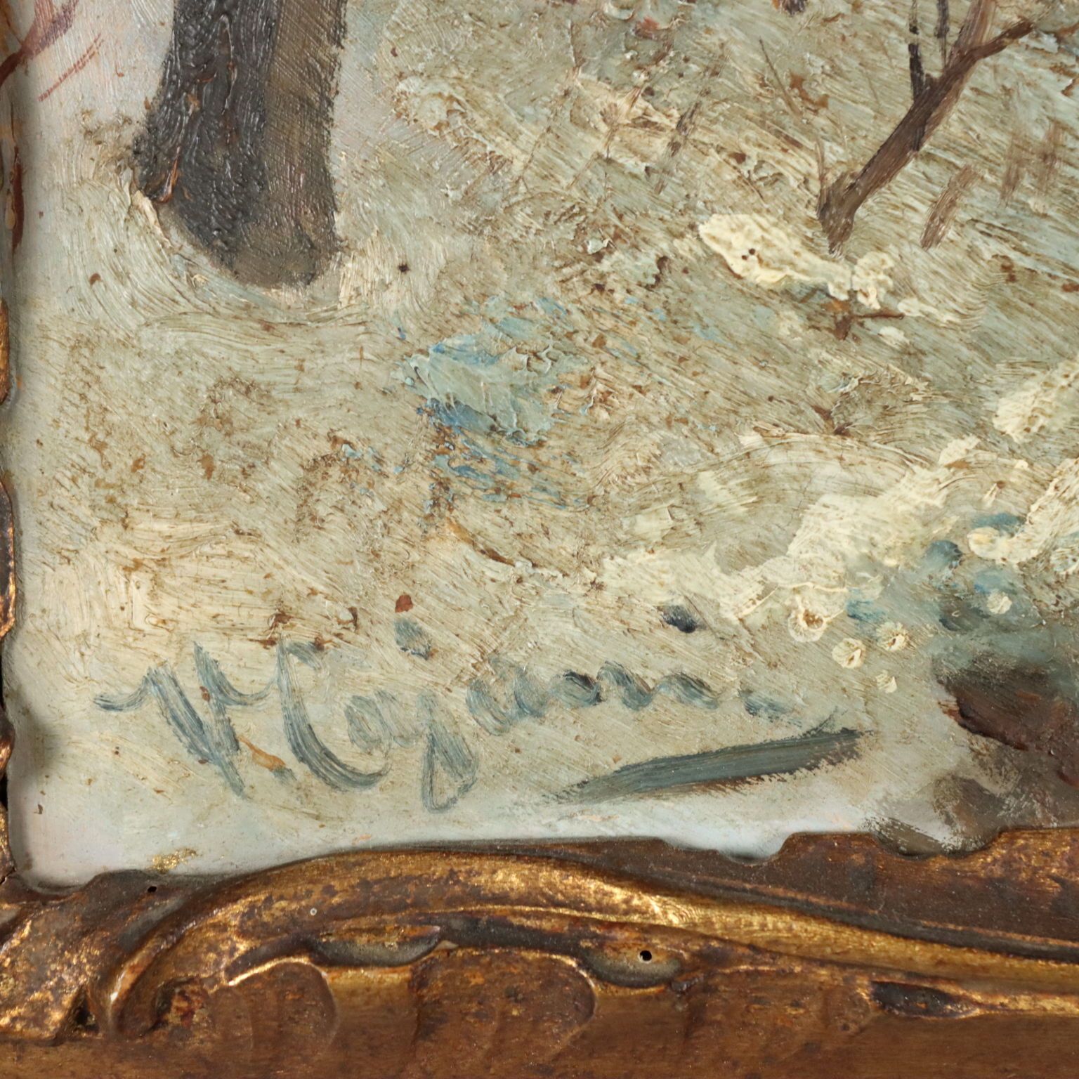 Peinture moderne signée Vittorio Cajani, paysage, huile sur panneau dur photo vinterior