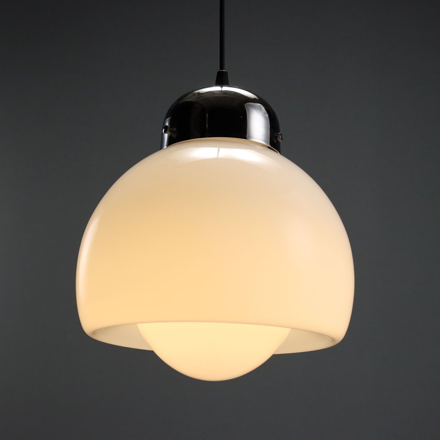 Lampe de plafond vintage en verre et métal, Italie, années 1960-1970 photo for sale