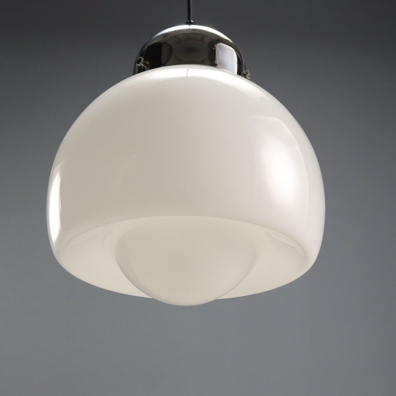 Lampe de plafond vintage en verre et métal, Italie, années 1960-1970 photo Luminaires
