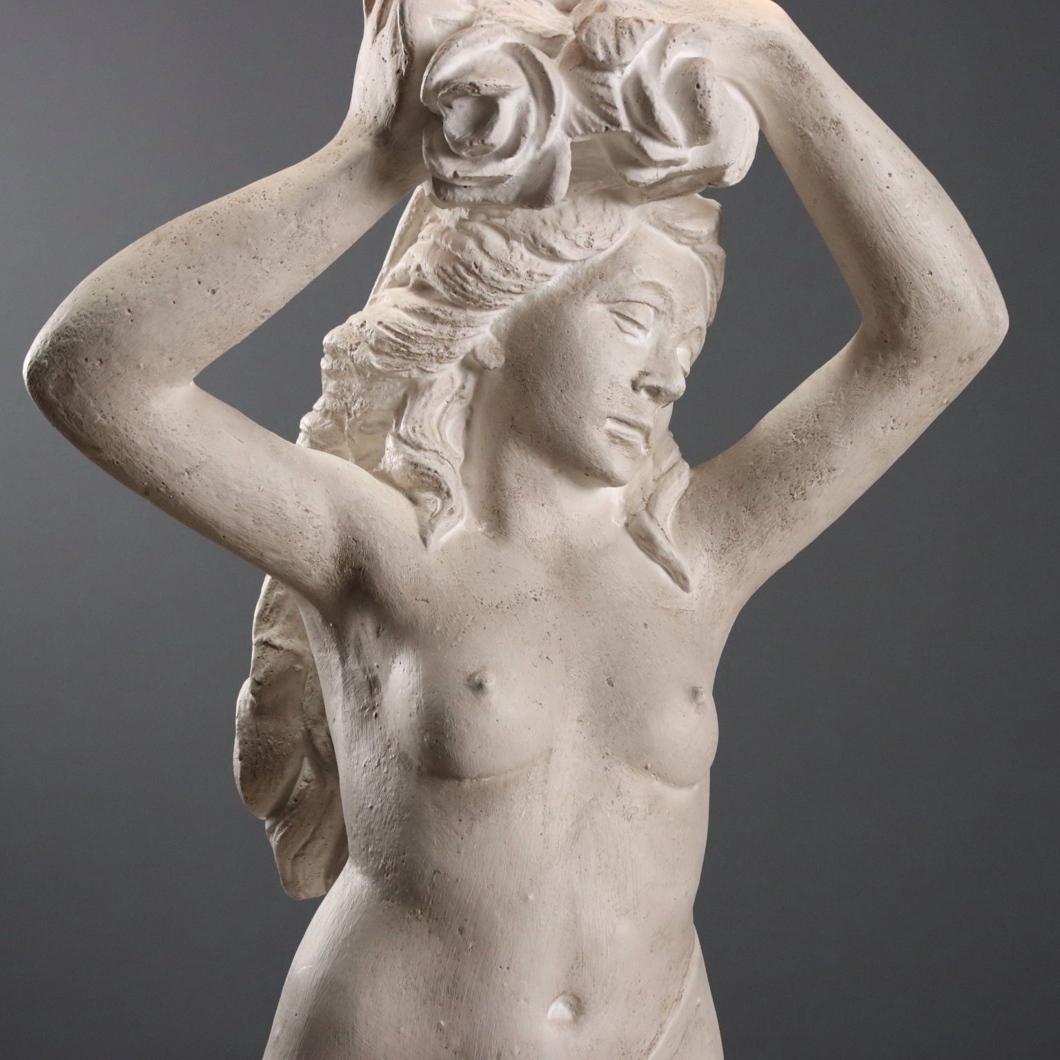 Floor Lamp With Nereid Statue In Cement photo for sale