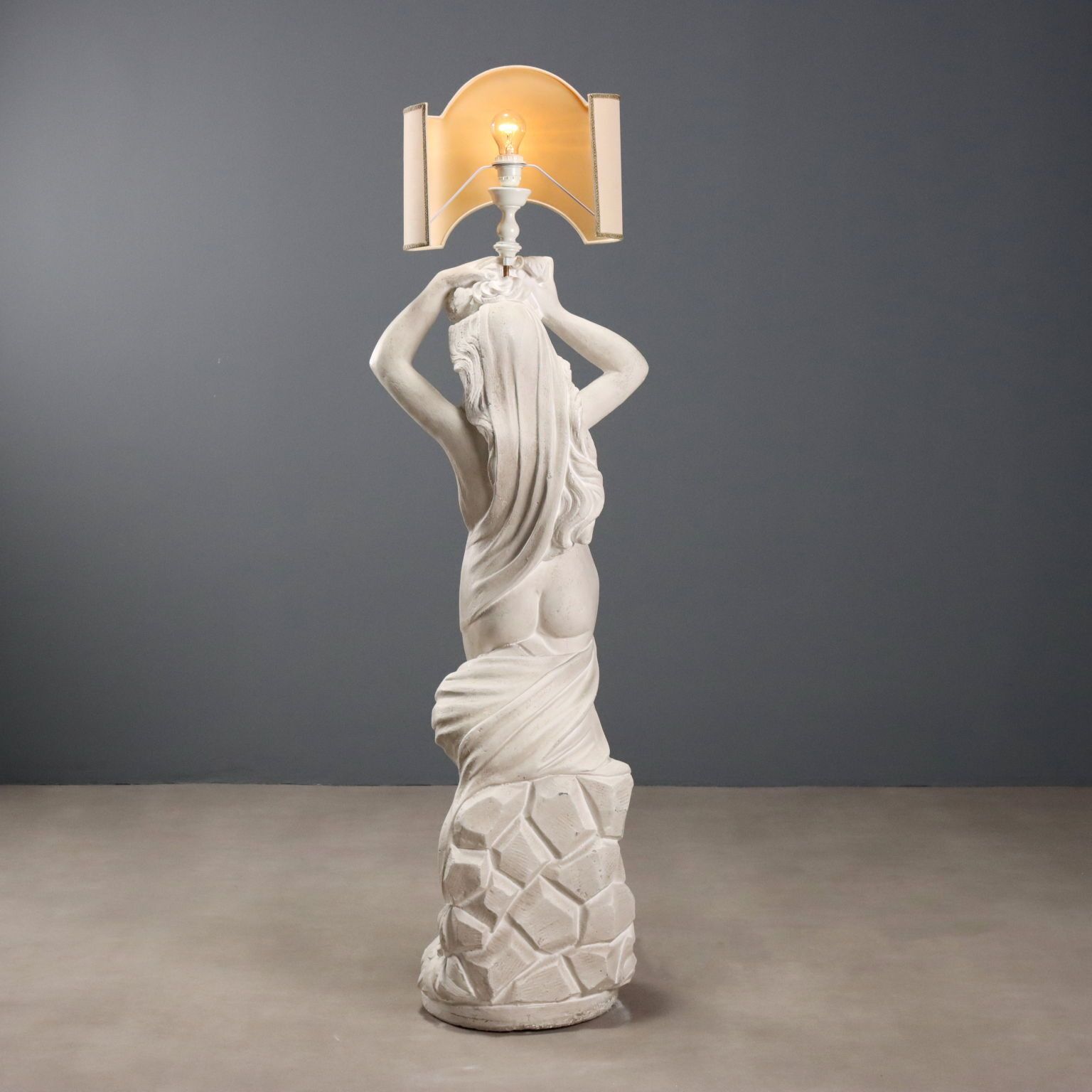 Floor Lamp With Nereid Statue In Cement photo buy