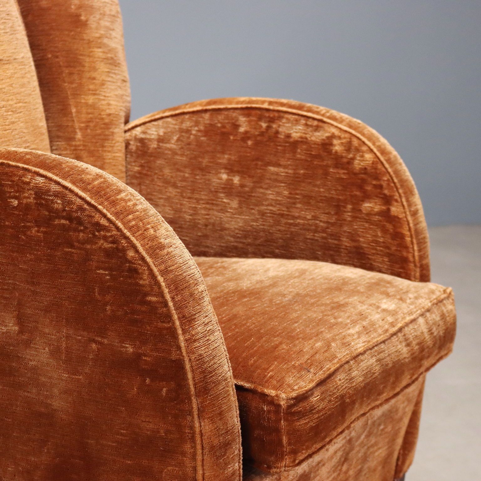 Vintage Armchair Velvet Design Italy 1940s 1950s photo vinterior