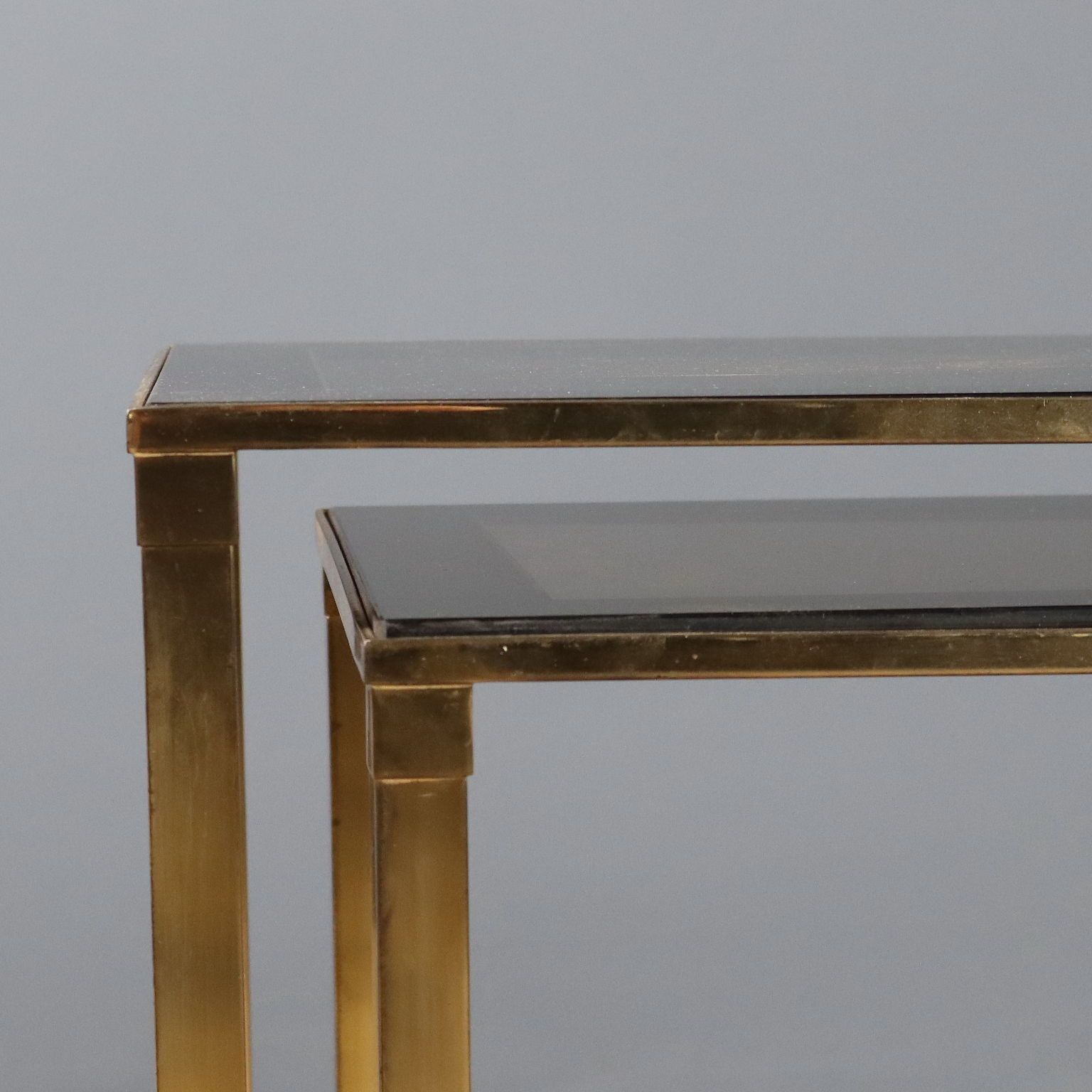 Vintage salontafels, messing, rookglas, design, Italië, jaren 1960-70 photo 480.0