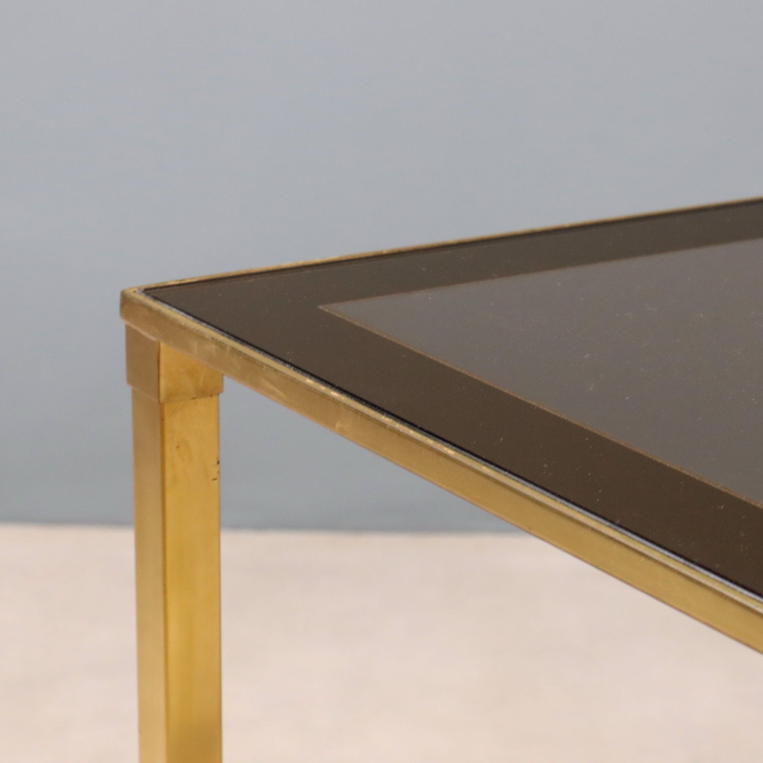 Vintage Coffee Tables Brass Smoked Glass Design Italy 1960s 70s photo vinterior