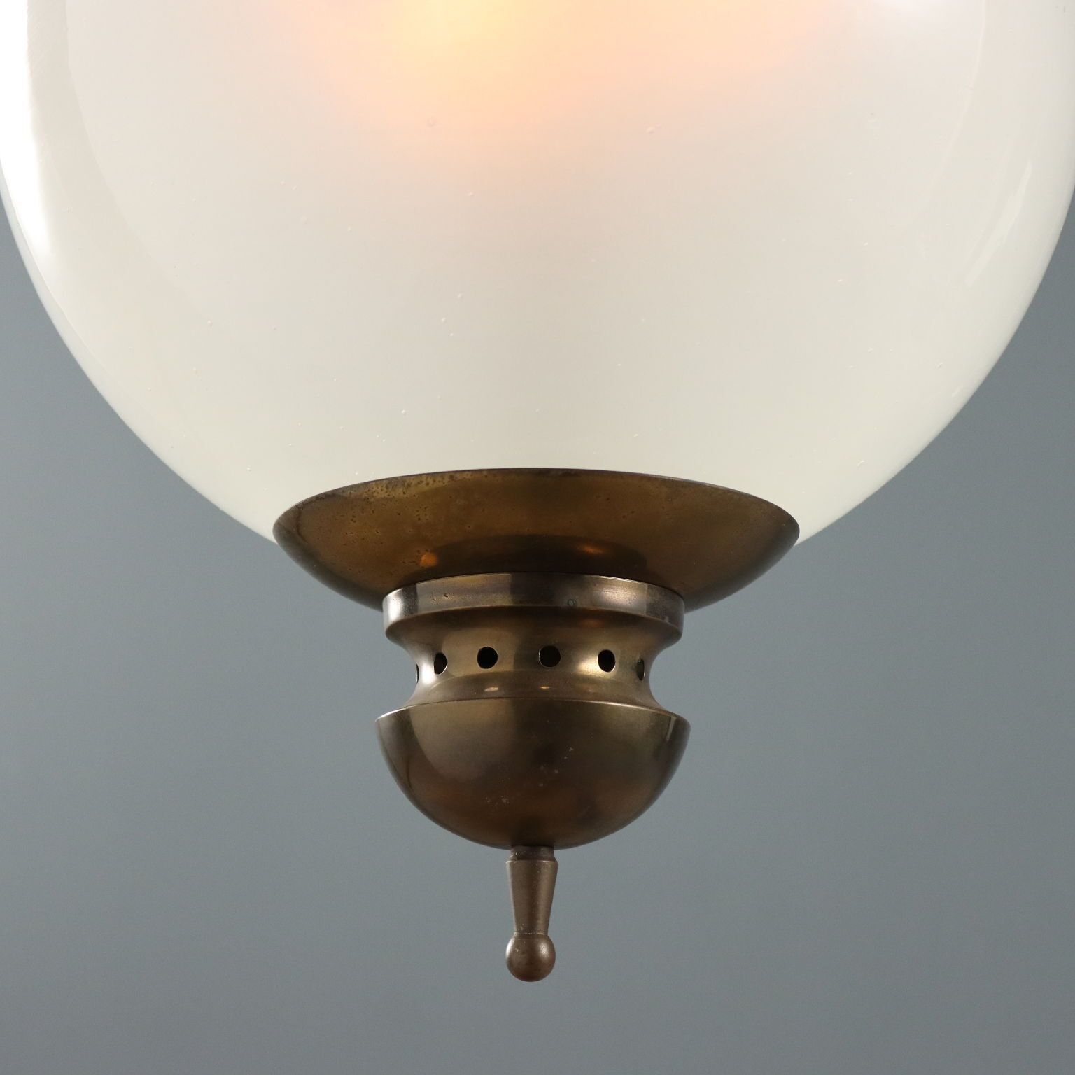 Plafonnier vintage en verre et laiton, design italien, années 1950 photo Luminaires