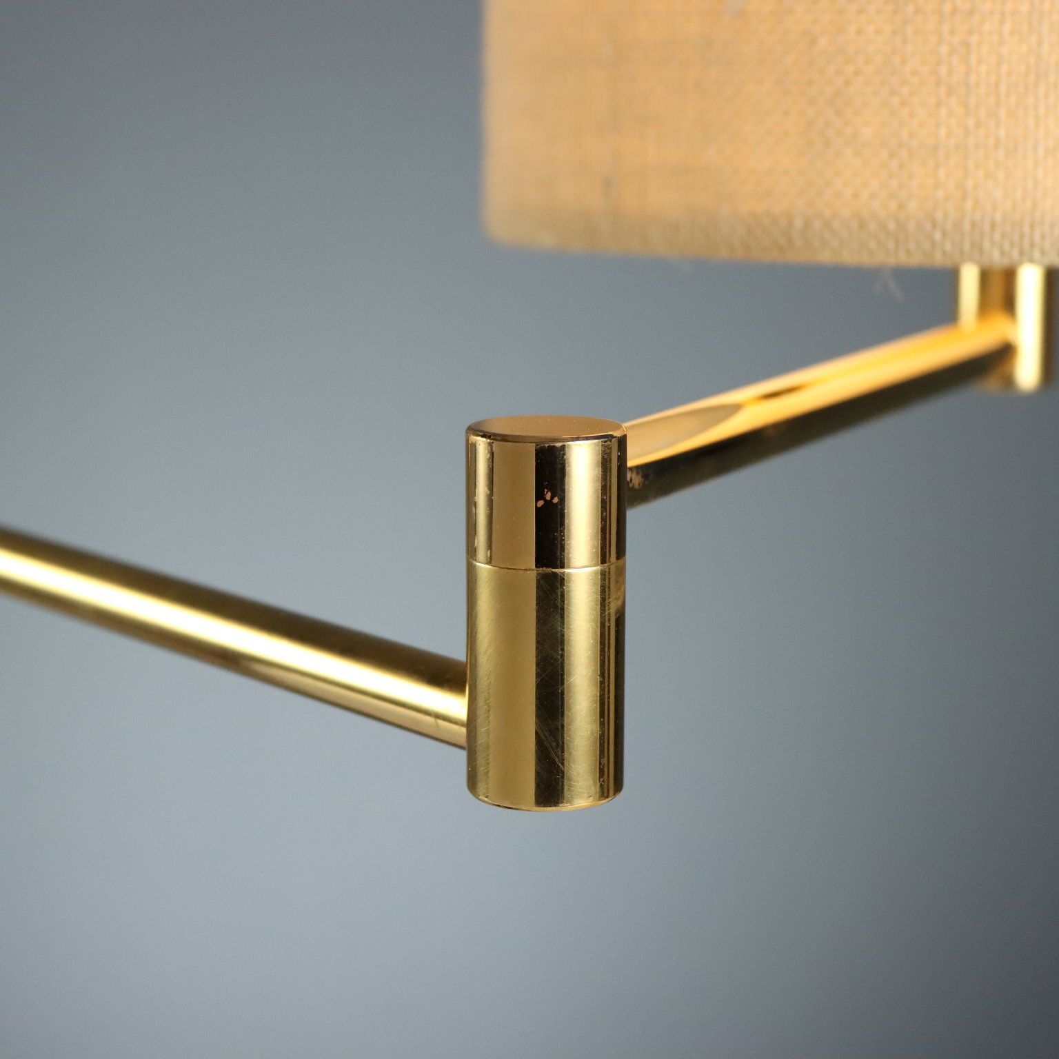 Vintage lamp, metaal, stoffen kap, Italiaans design, jaren 1980 photo vintage