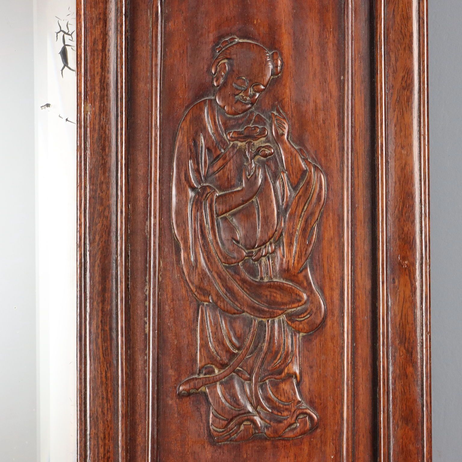 Antieke spiegel, exotisch hout, Chinoiserie-snijwerk, 19e eeuw photo vinterior