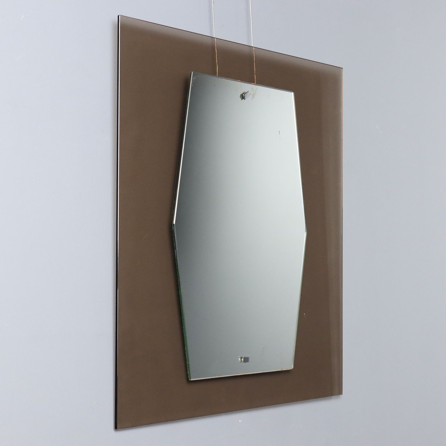 Miroir vintage en verre fumé, design italien, années 1960