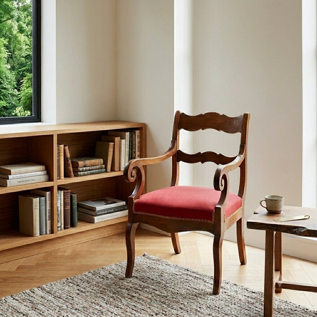 Antieke Fauteuil Restauratiestijl Walnoot Stof Italië 19e Eeuw photo furniture
