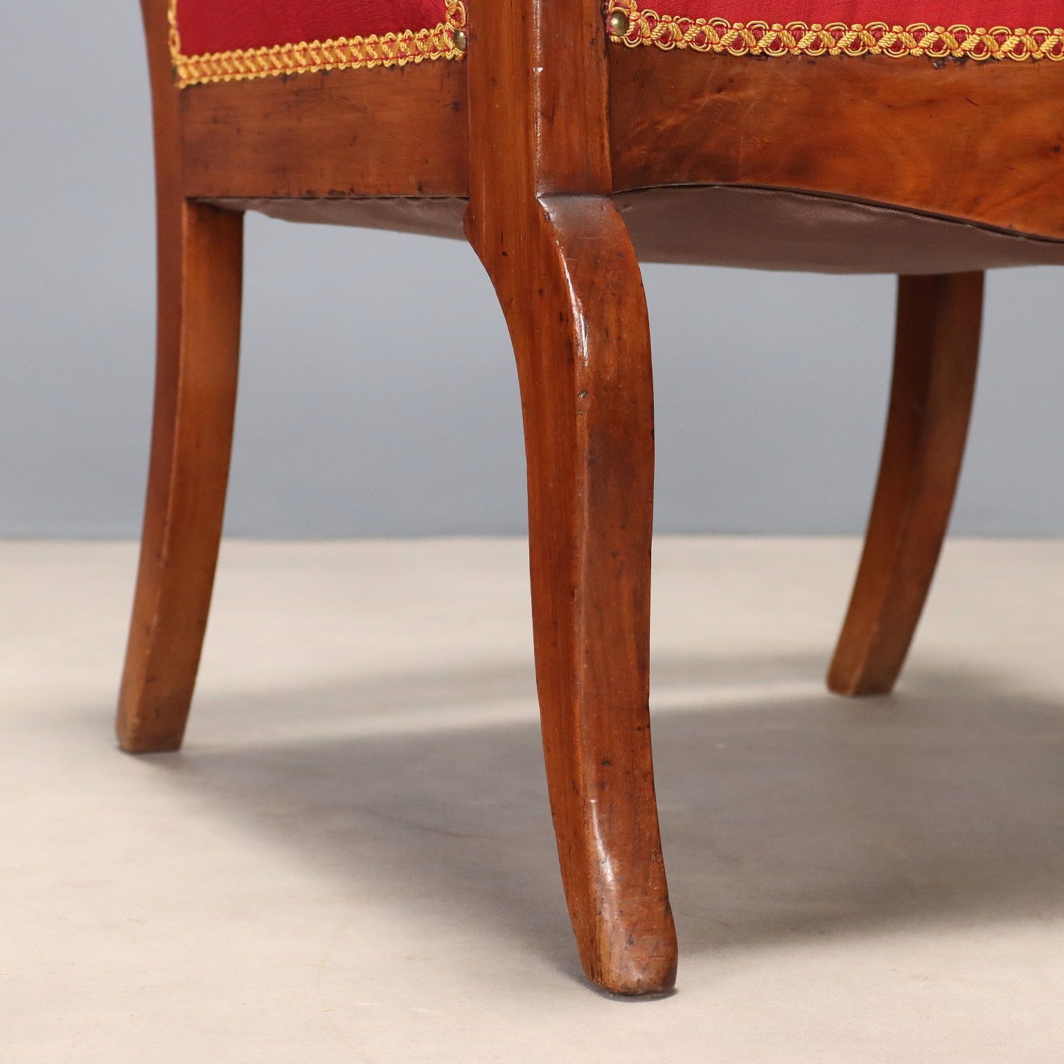 Antieke Fauteuil Restauratiestijl Walnoot Stof Italië 19e Eeuw photo buy